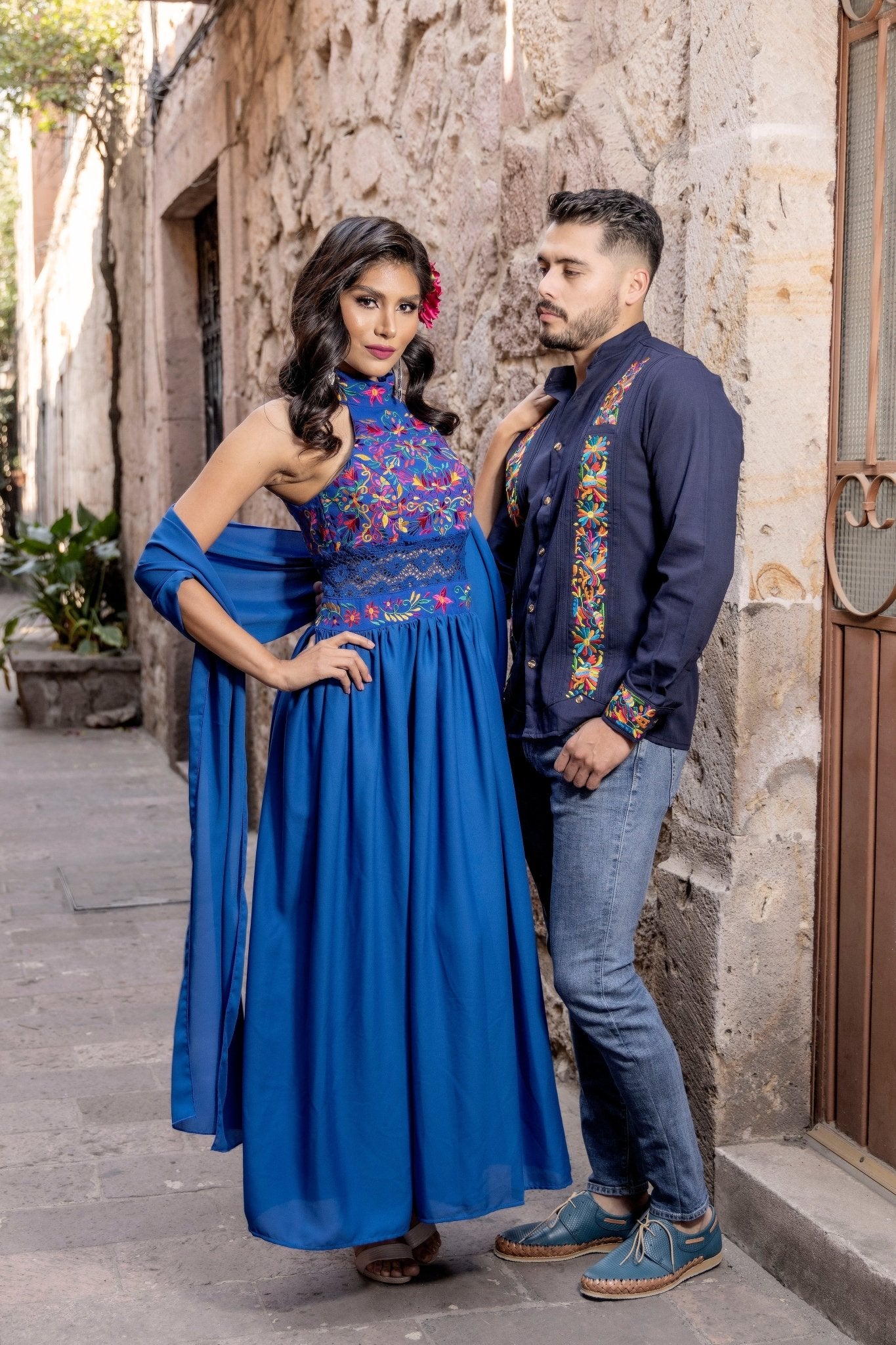 Mexican Embroidered Halter Dress. Tulum Dress. - Solei Store