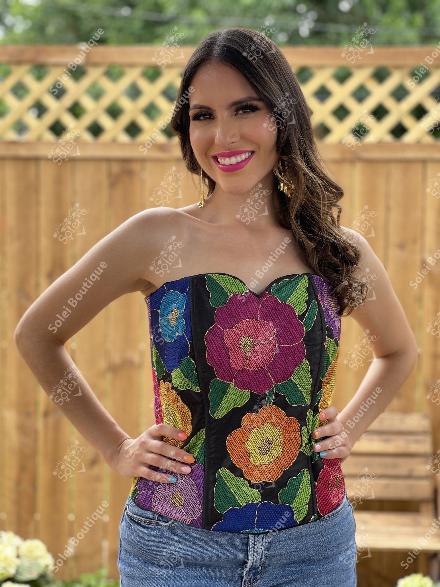 Mexican Embroidered Handmade Corset. Hand Embroidered Strapless Top. Corset Chiapaneco. - Solei Store