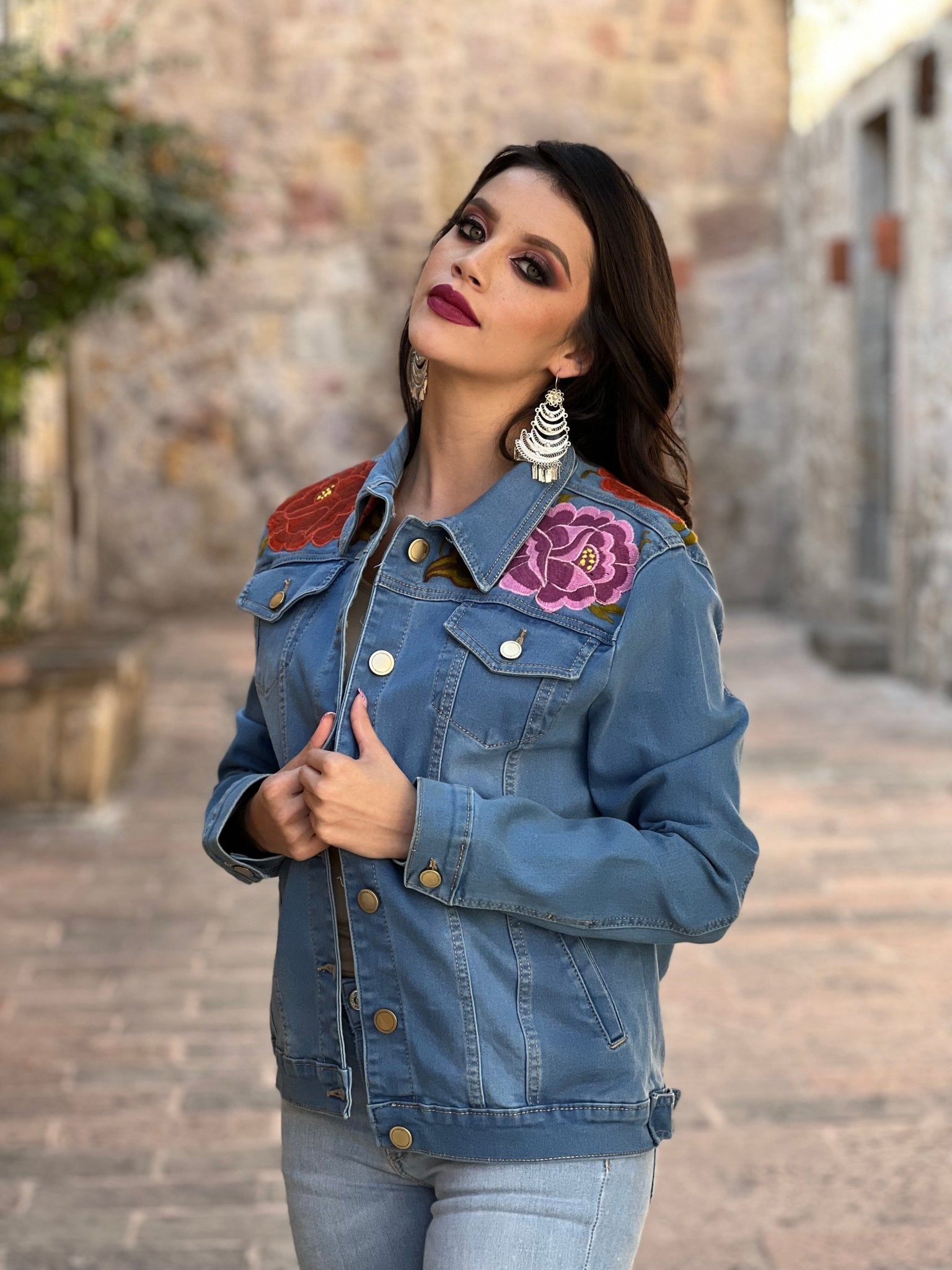 Mexican Embroidered Jeans Jacket. Zinacatan Jeans Jacket - Solei Store