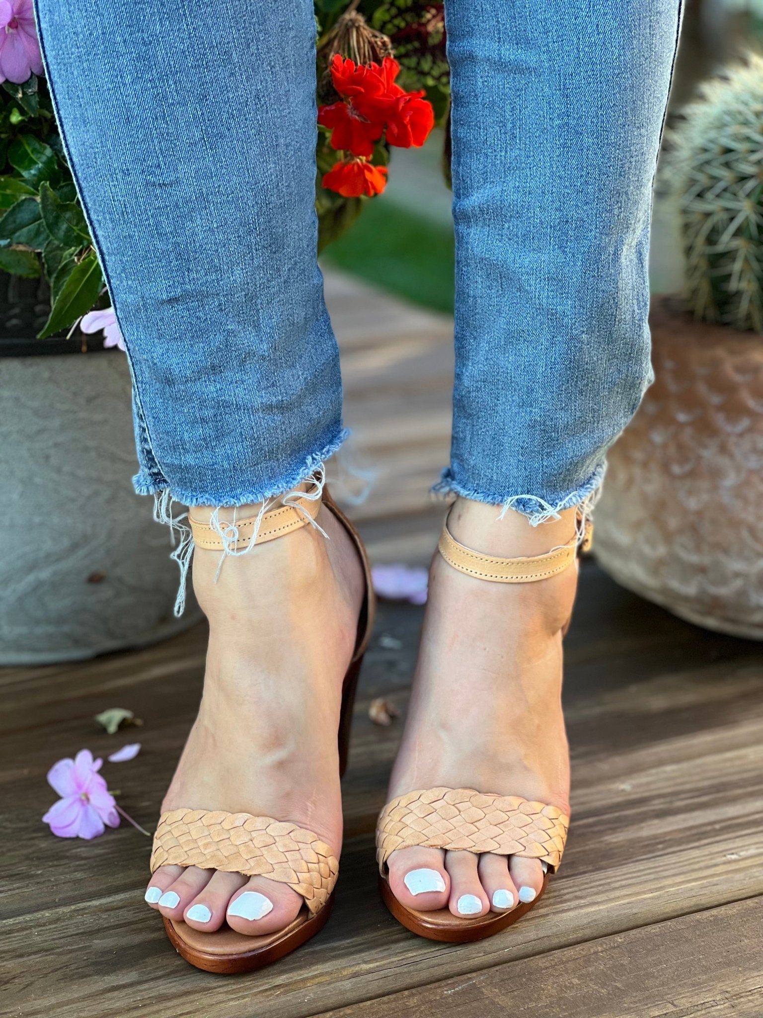 Mexican Embroidered Leather Block Heels. Salma Heels. - Solei Store