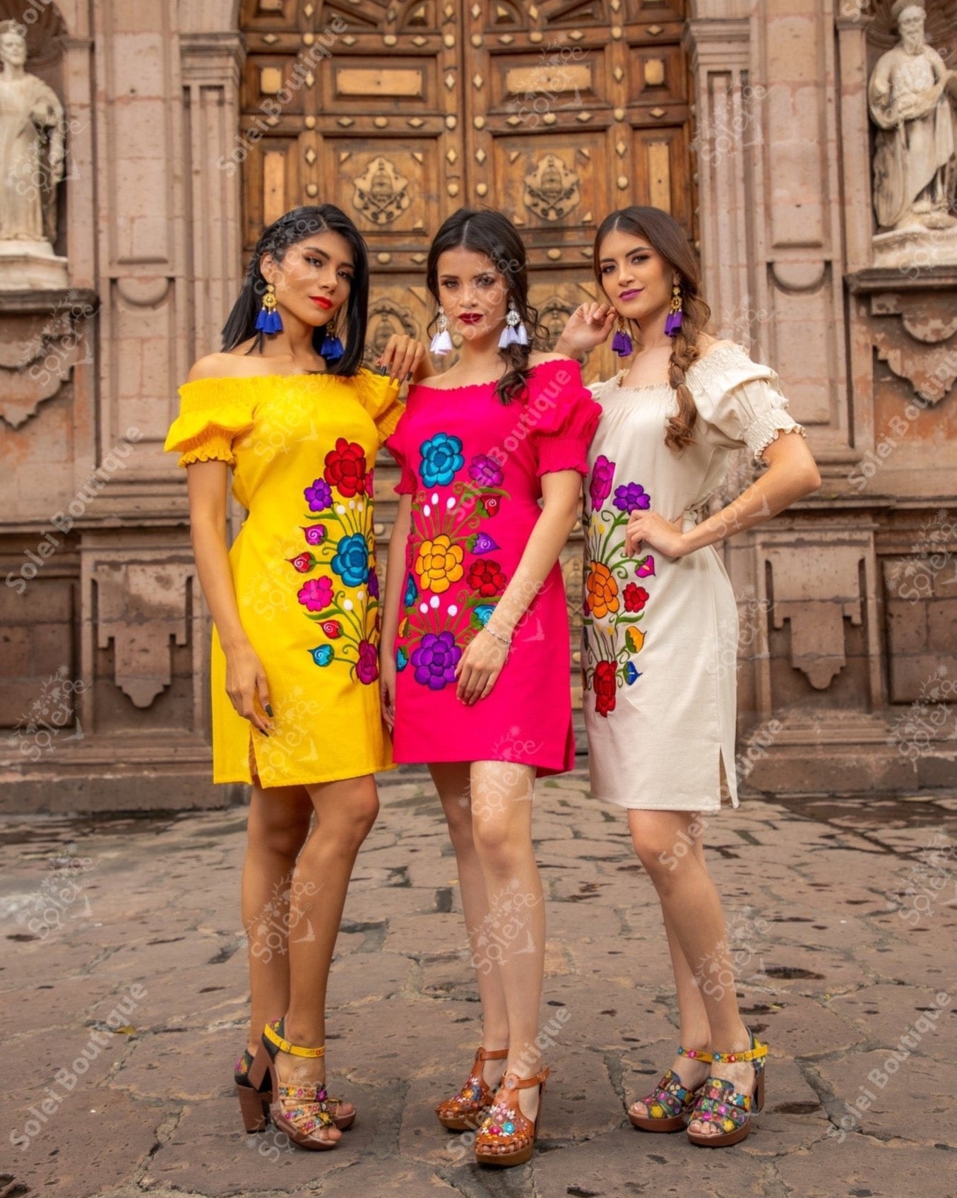 Mexican Embroidered Off the Shoulder Monica Dress - Solei Store