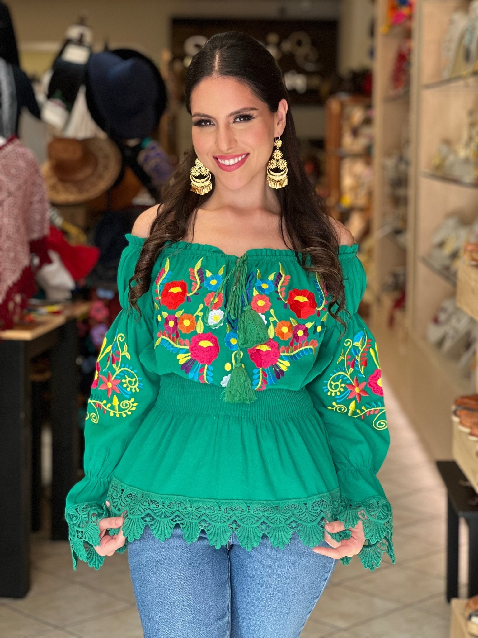 Mexican Embroidered Off the Shoulder Top. Blusa Esther Deluxe - Solei Store