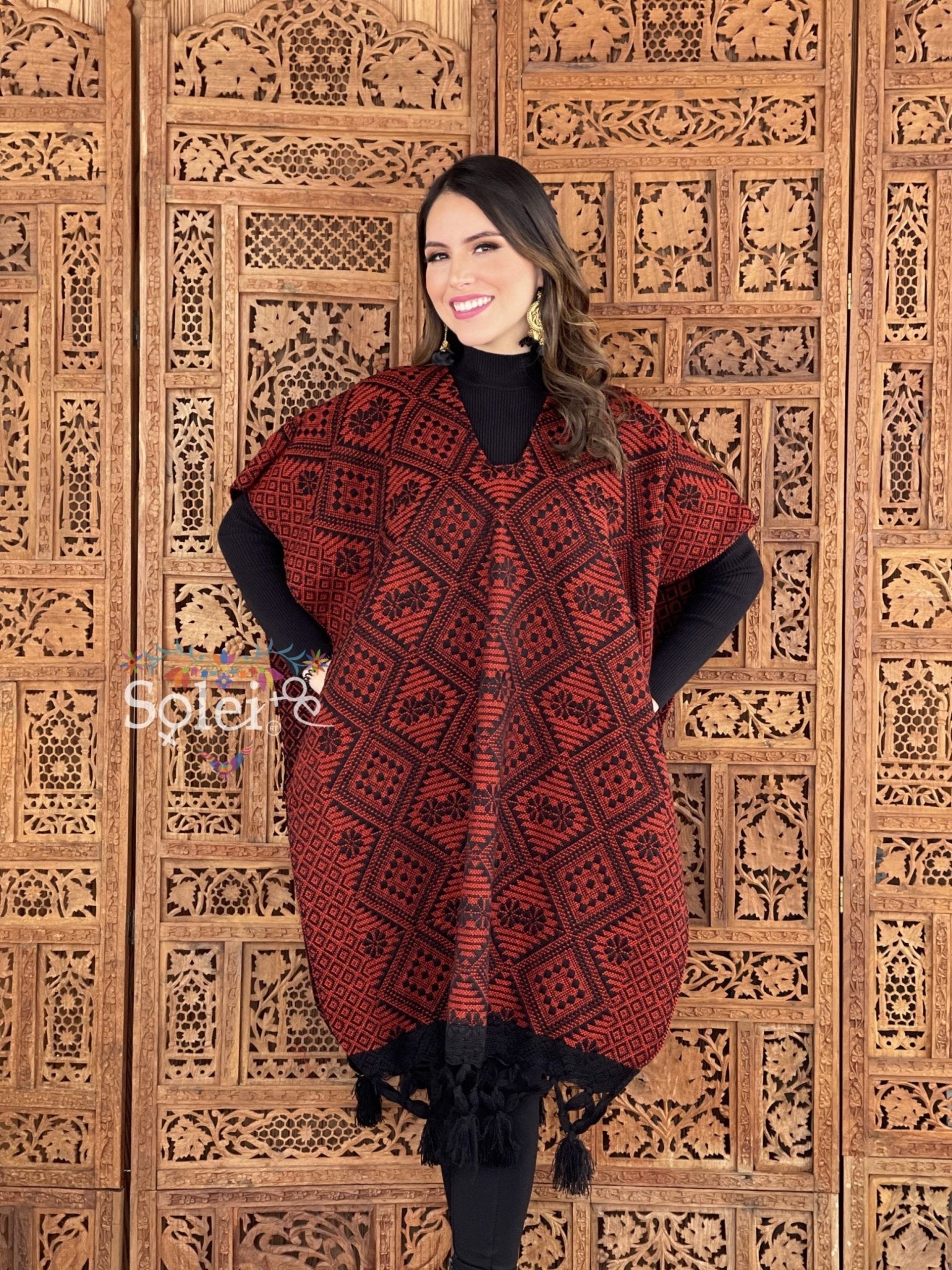 Mexican Ethnic Style Poncho. Gaban Artesano. - Solei Store