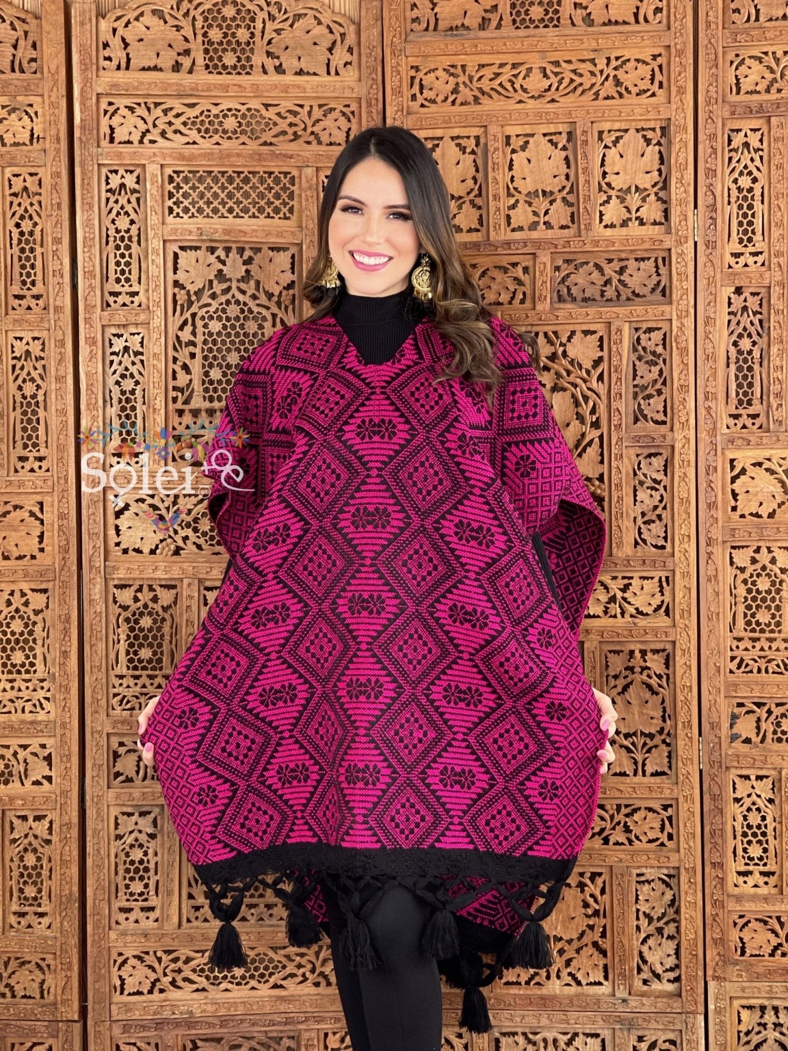 Mexican Ethnic Style Poncho. Gaban Artesano. - Solei Store