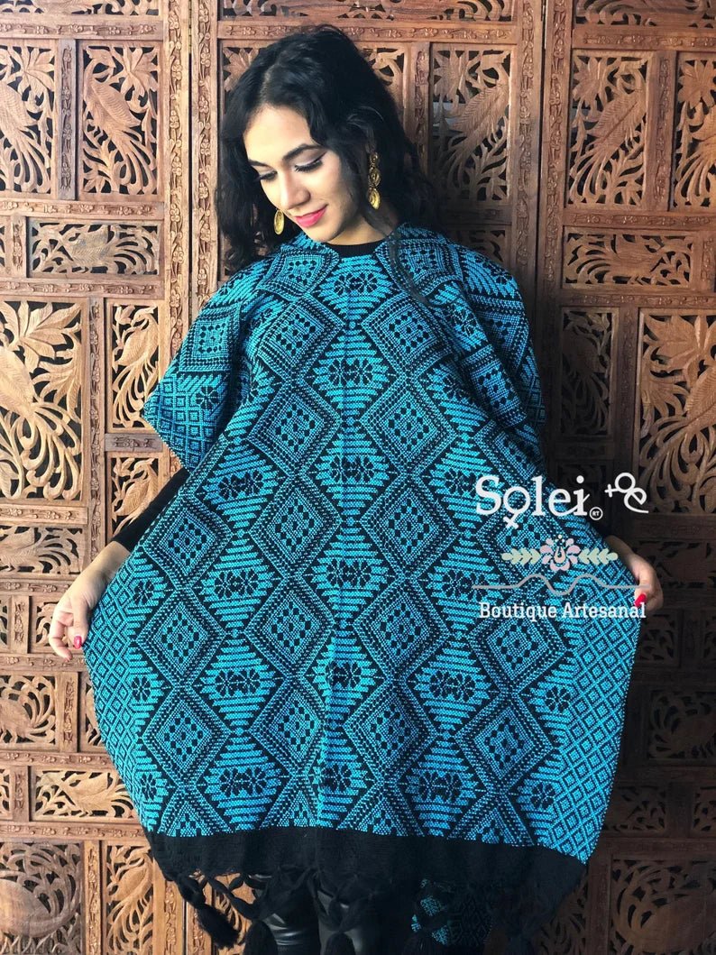 Mexican Ethnic Style Poncho. Gaban Artesano. - Solei Store