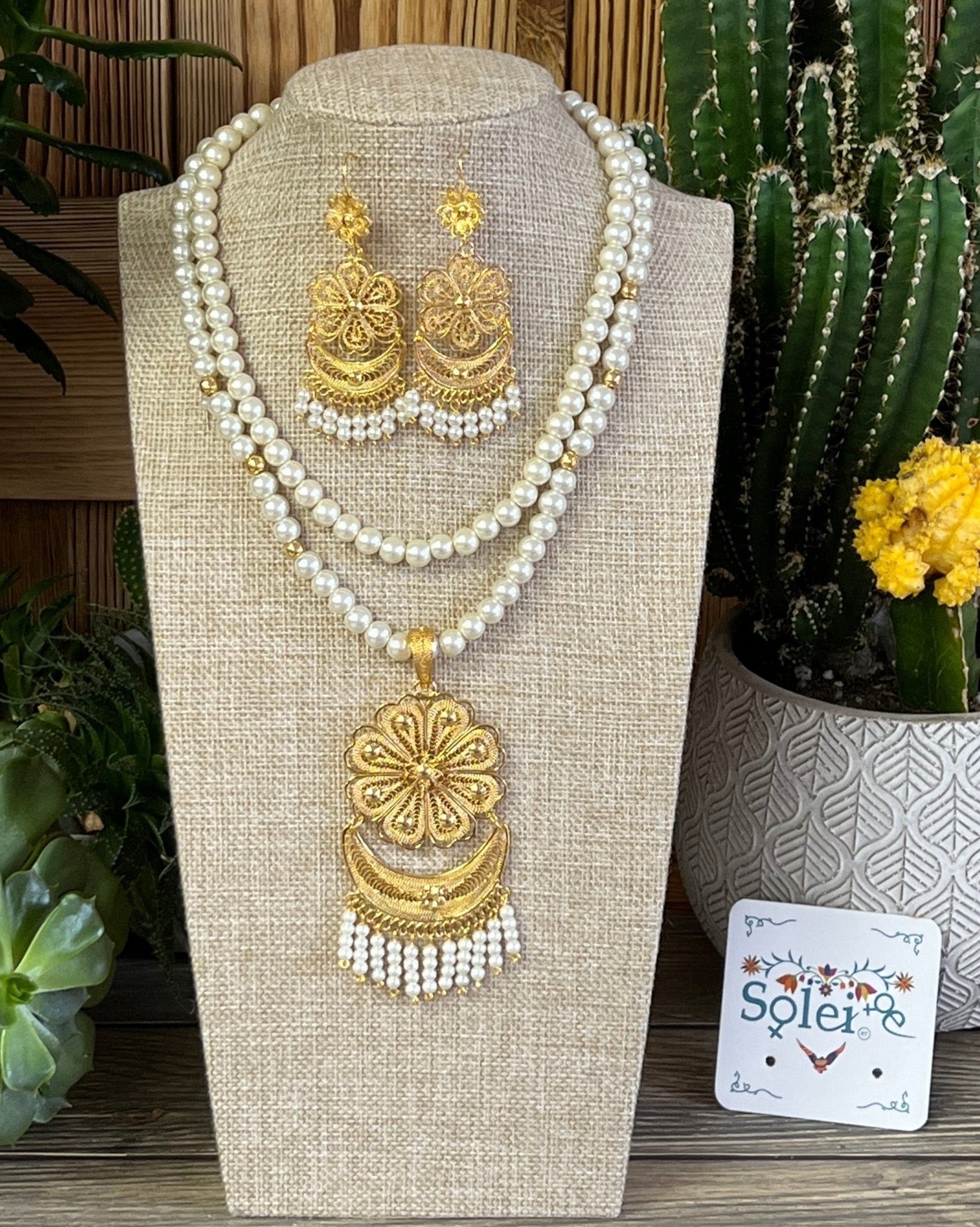 Mexican Filigree Choker and Earrings. Margarita Amaca Perla - Solei Store