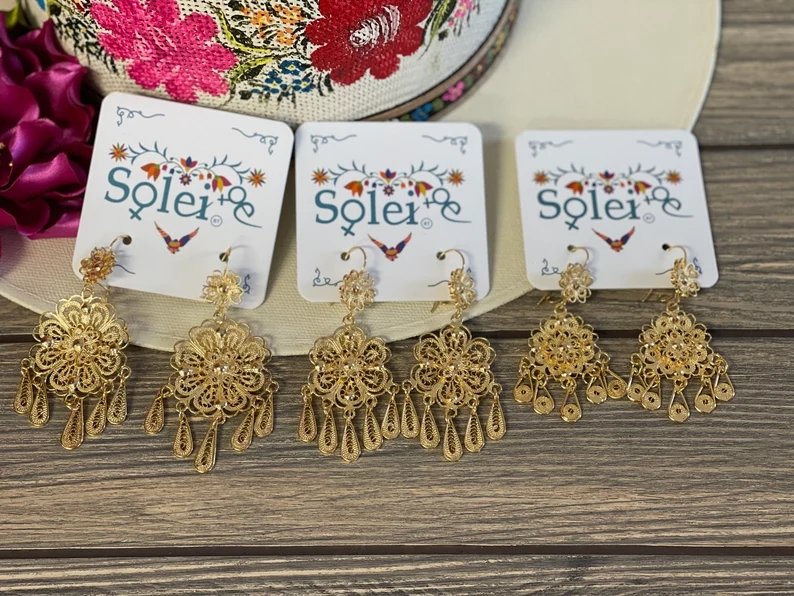 Mexican Filigree Earrings. Aretes Margarita Doble - Solei Store
