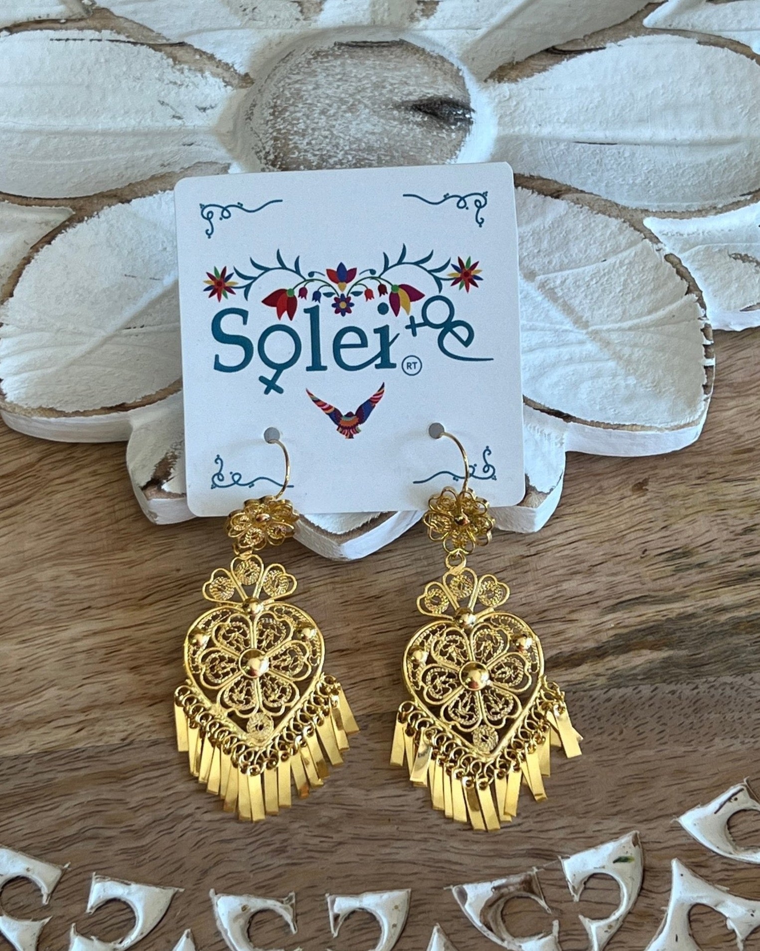 Mexican Filigree Earrings. Corazon Abanico Filigree - Solei Store
