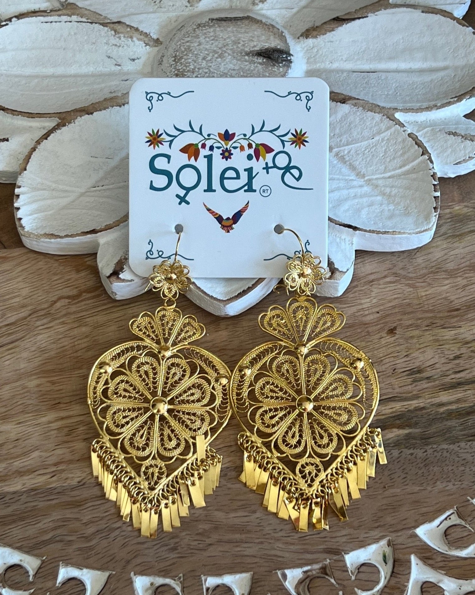 Mexican Filigree Earrings. Corazon Abanico Filigree - Solei Store
