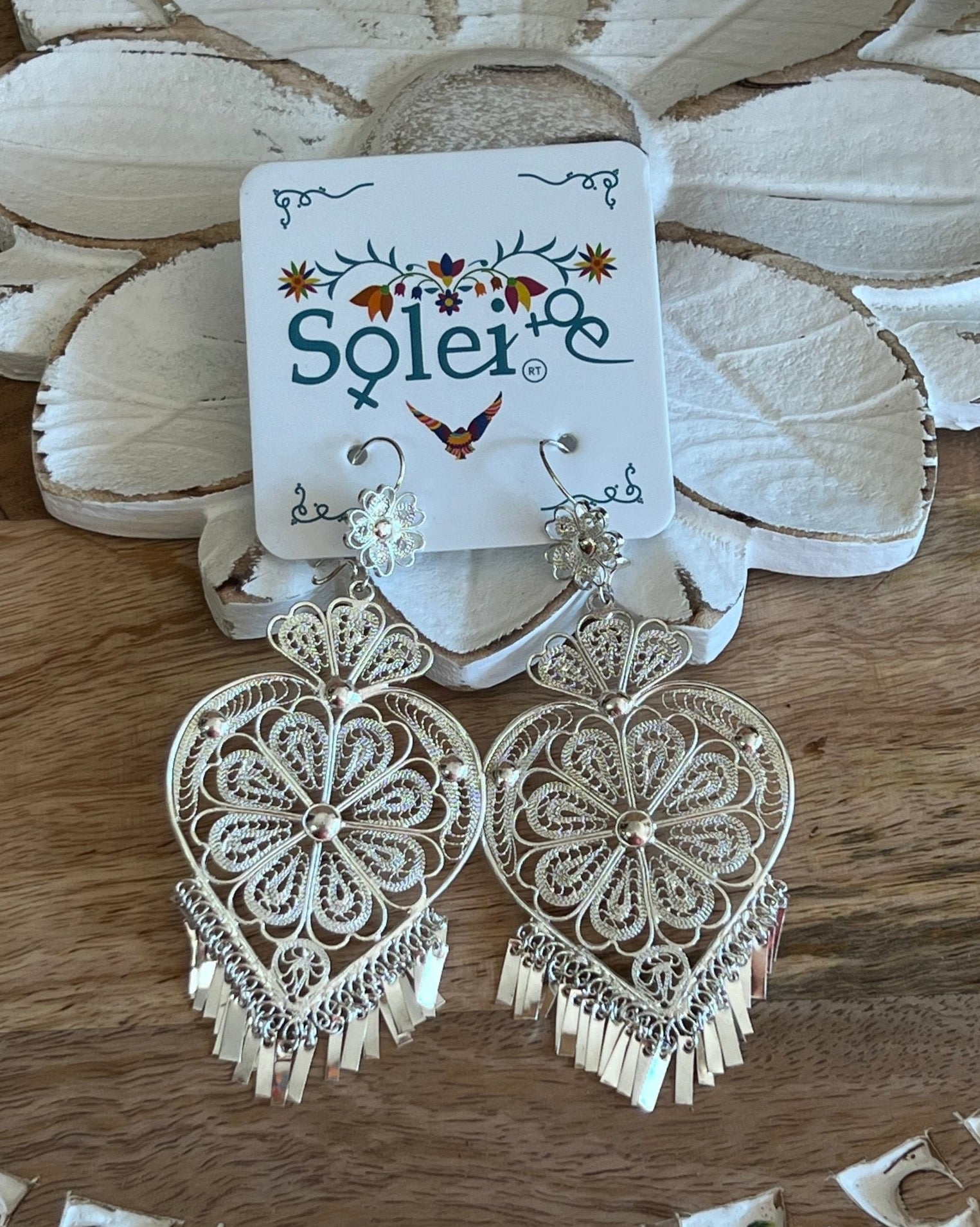 Mexican Filigree Earrings. Corazon Abanico Filigree - Solei Store