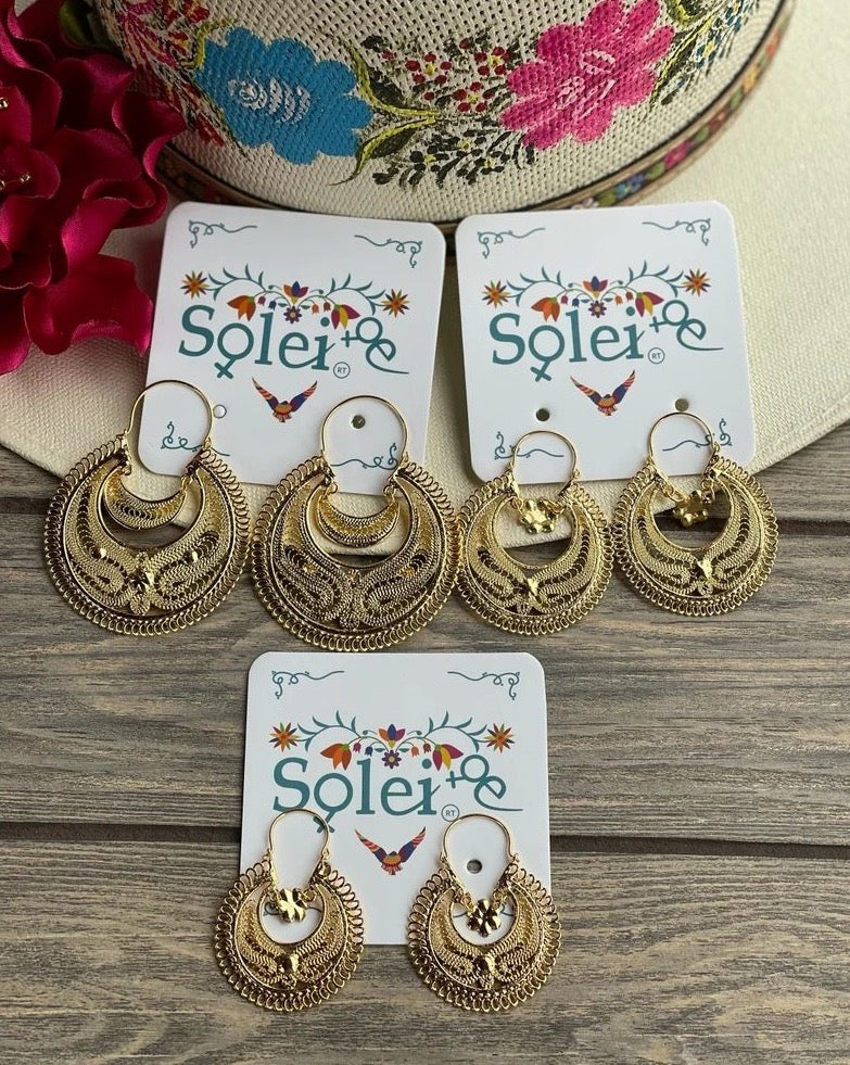 Mexican Filigree Earrings. Traditional Mexican Earrings. Aretes Whasa - Solei Store