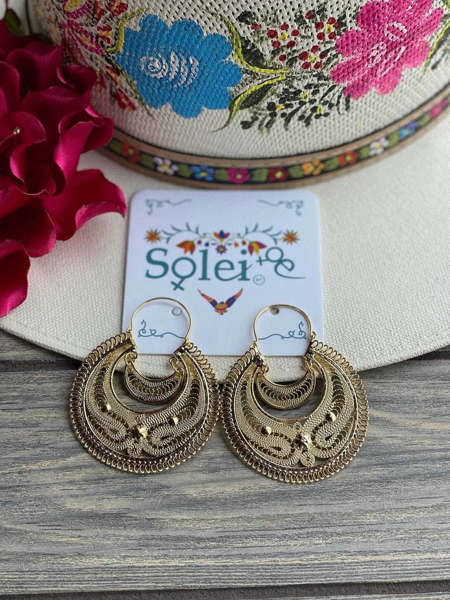Mexican Filigree Earrings. Traditional Mexican Earrings. Aretes Whasa - Solei Store