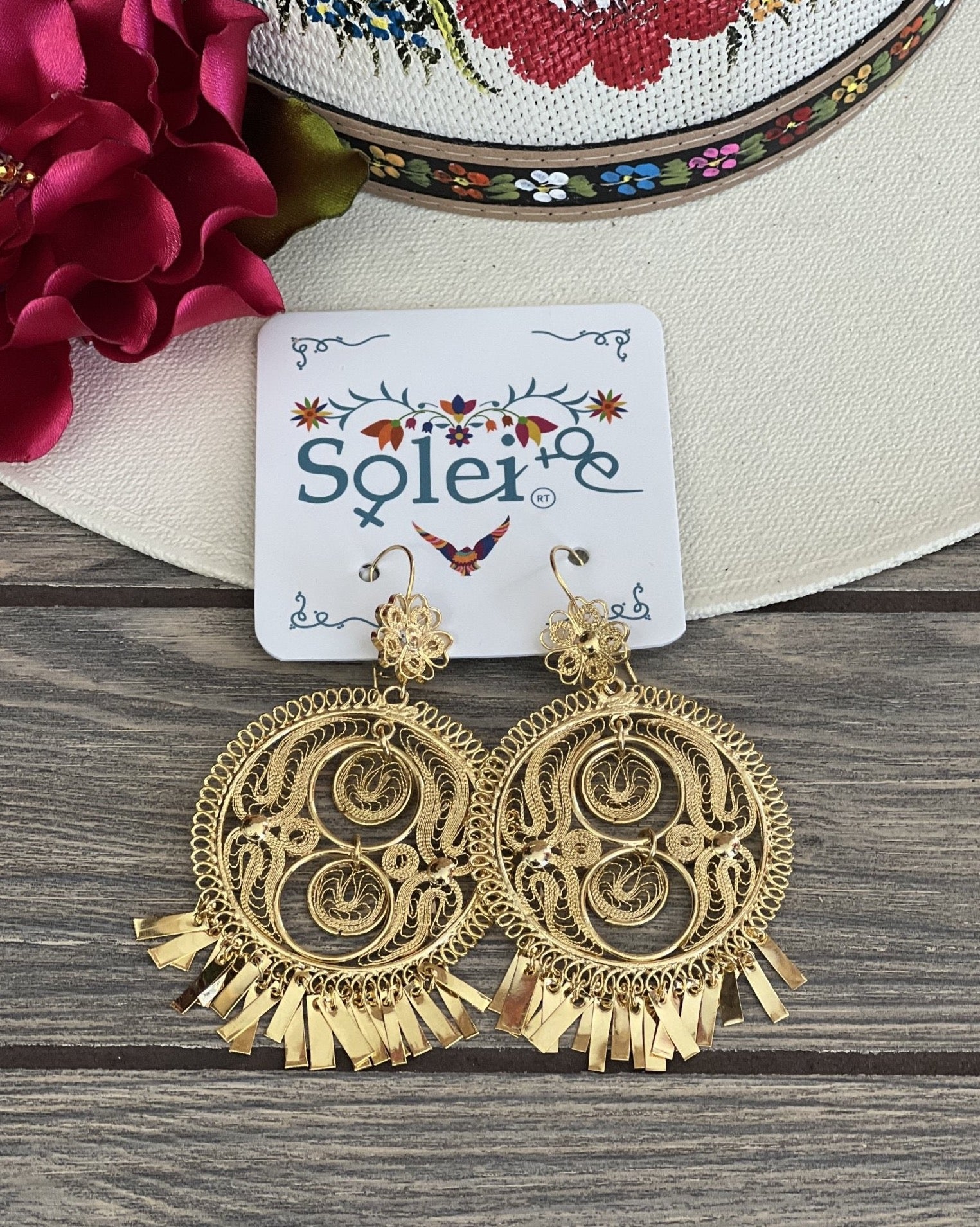Mexican Filigree Earrings. Traditional Mexican Earrings. Artisanal Filigree Earrings. Arete Doble Encaje - Solei Store