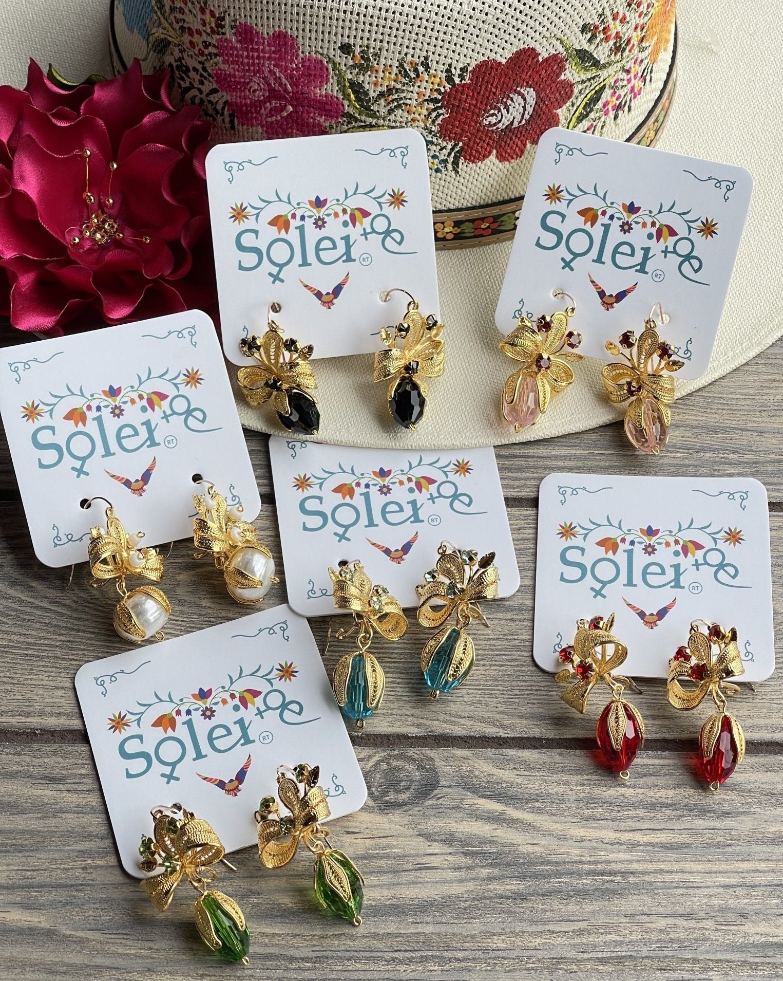 Mexican Filigree Earrings with Crystals - Solei Store