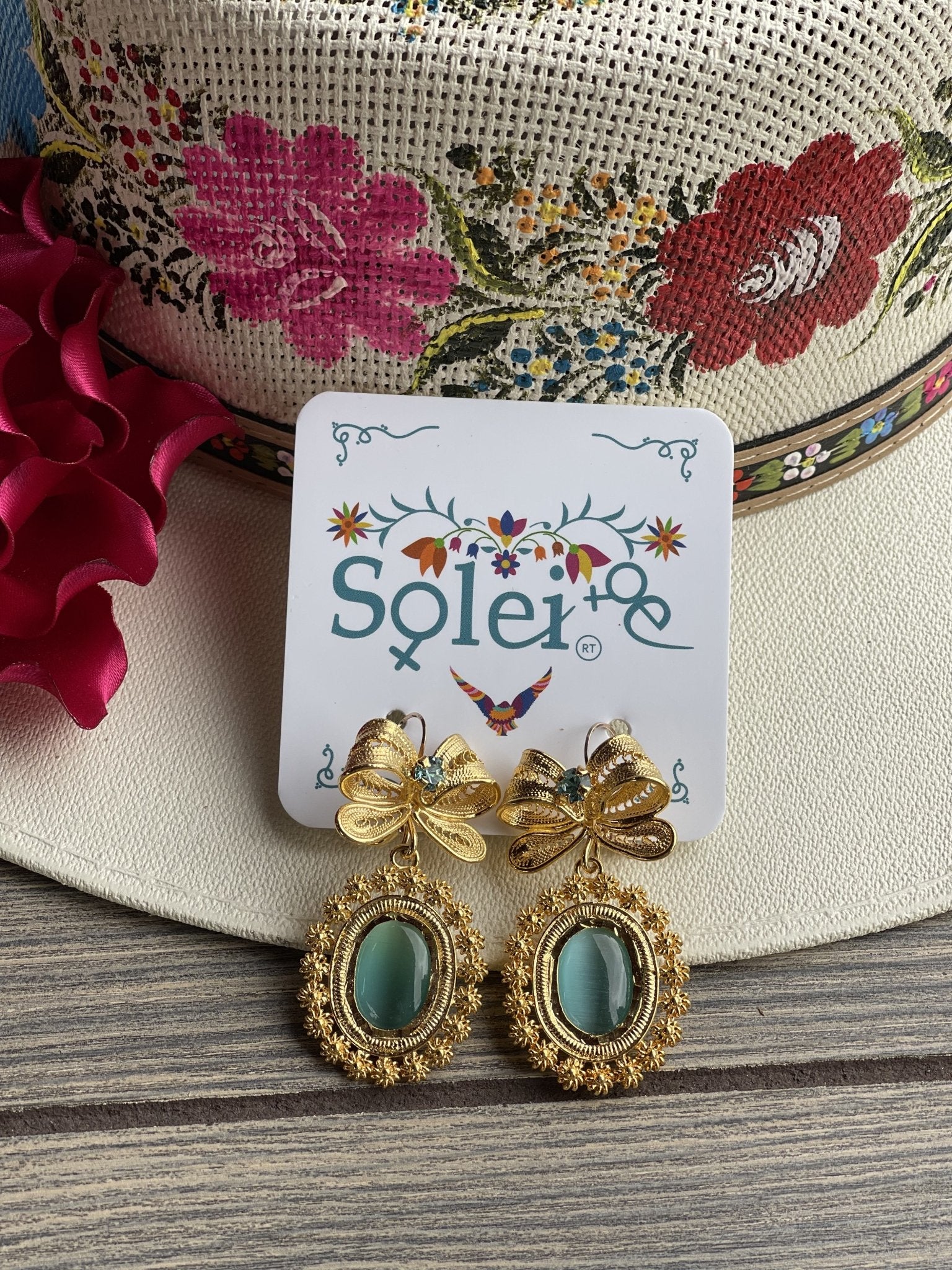 Mexican Filigree Earrings with Stones - Solei Store