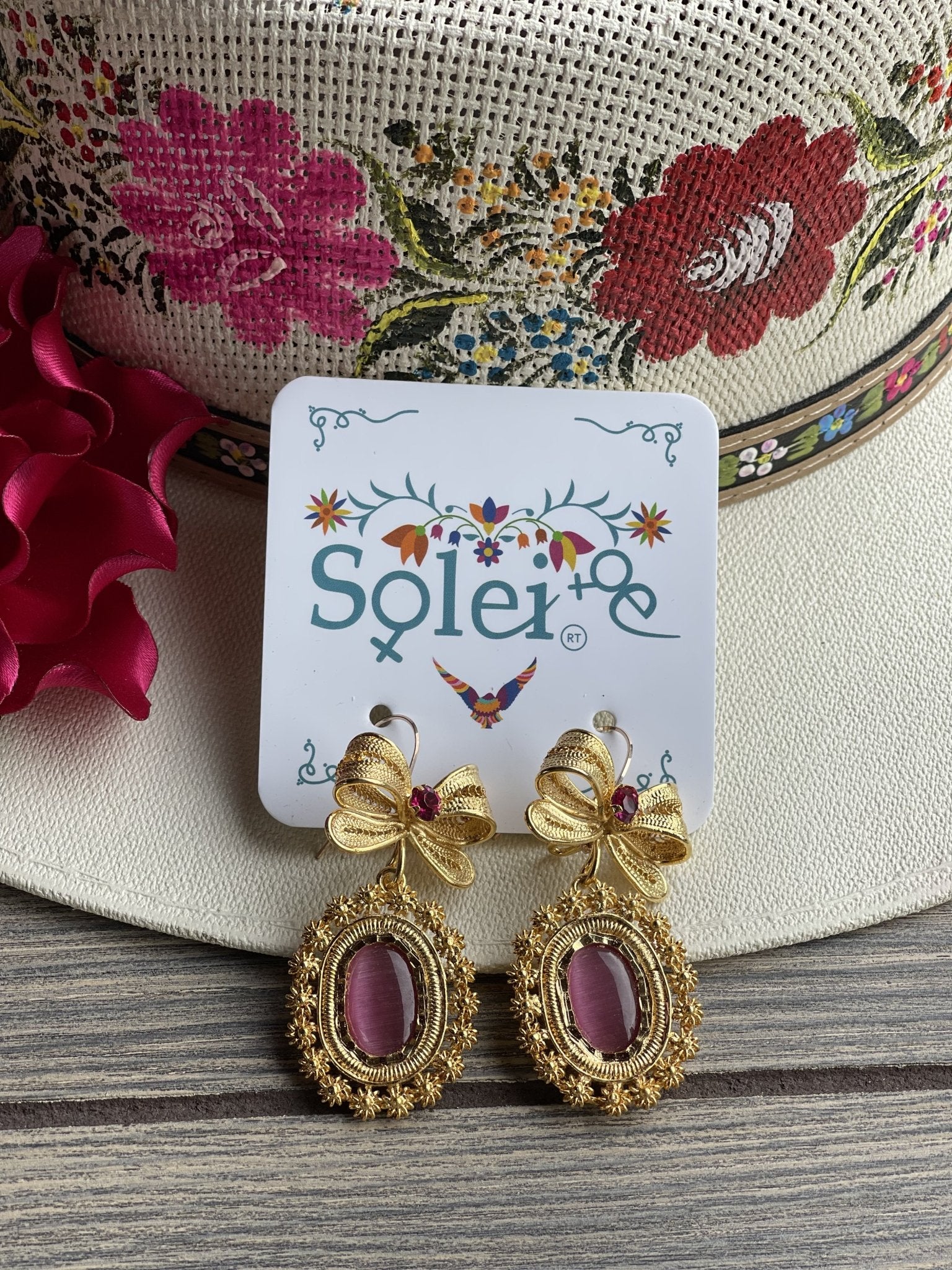 Mexican Filigree Earrings with Stones - Solei Store