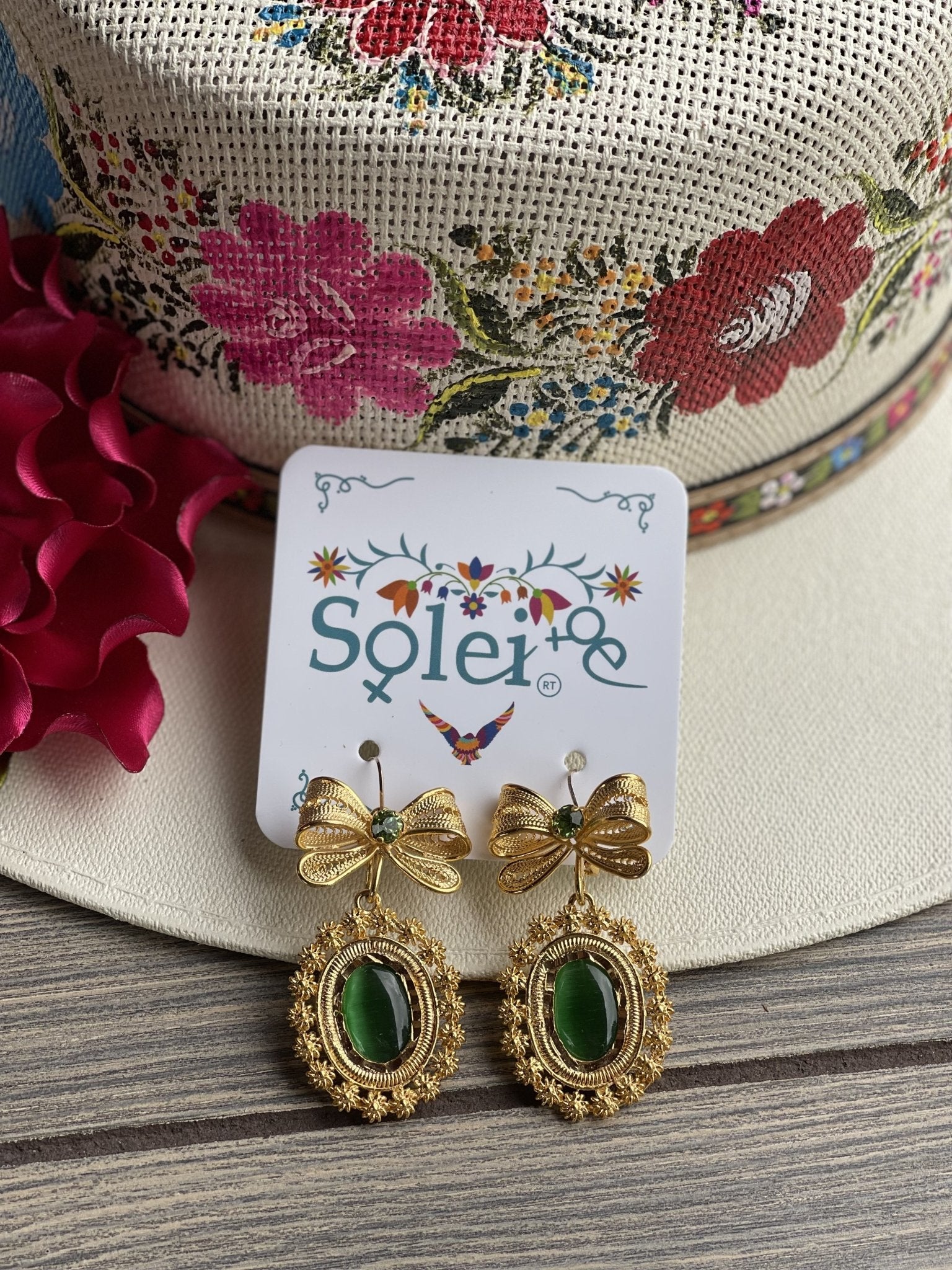 Mexican Filigree Earrings with Stones - Solei Store