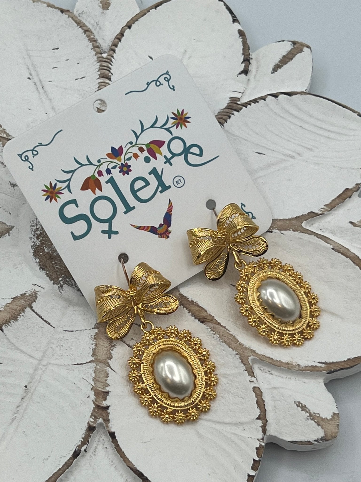 Mexican Filigree Earrings with Stones. Aretes Corbata. - Solei Store