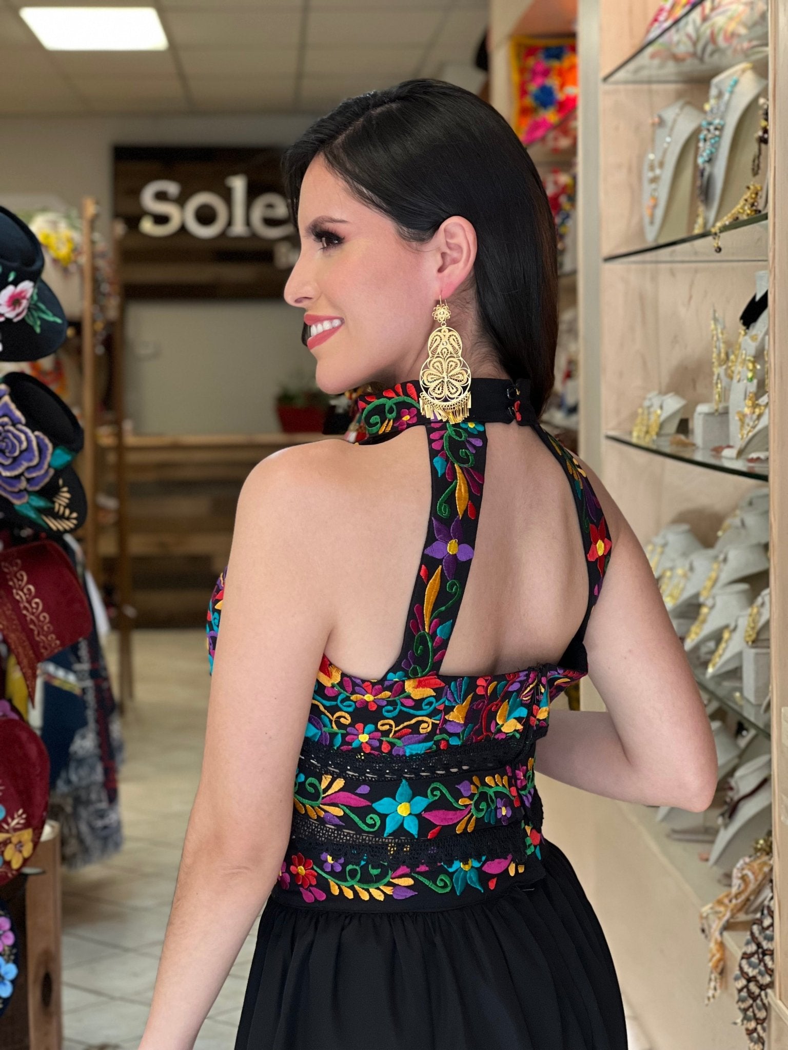 Mexican Floral 2 Piece Dress. Floral Embroidered Dress. Tulum Dress. - Solei Store