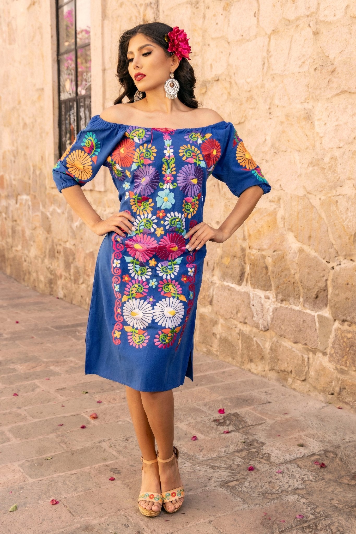 Mexican Floral Dress. Beautiful Embroidered Dress. Vestido Andrea. - Solei Store