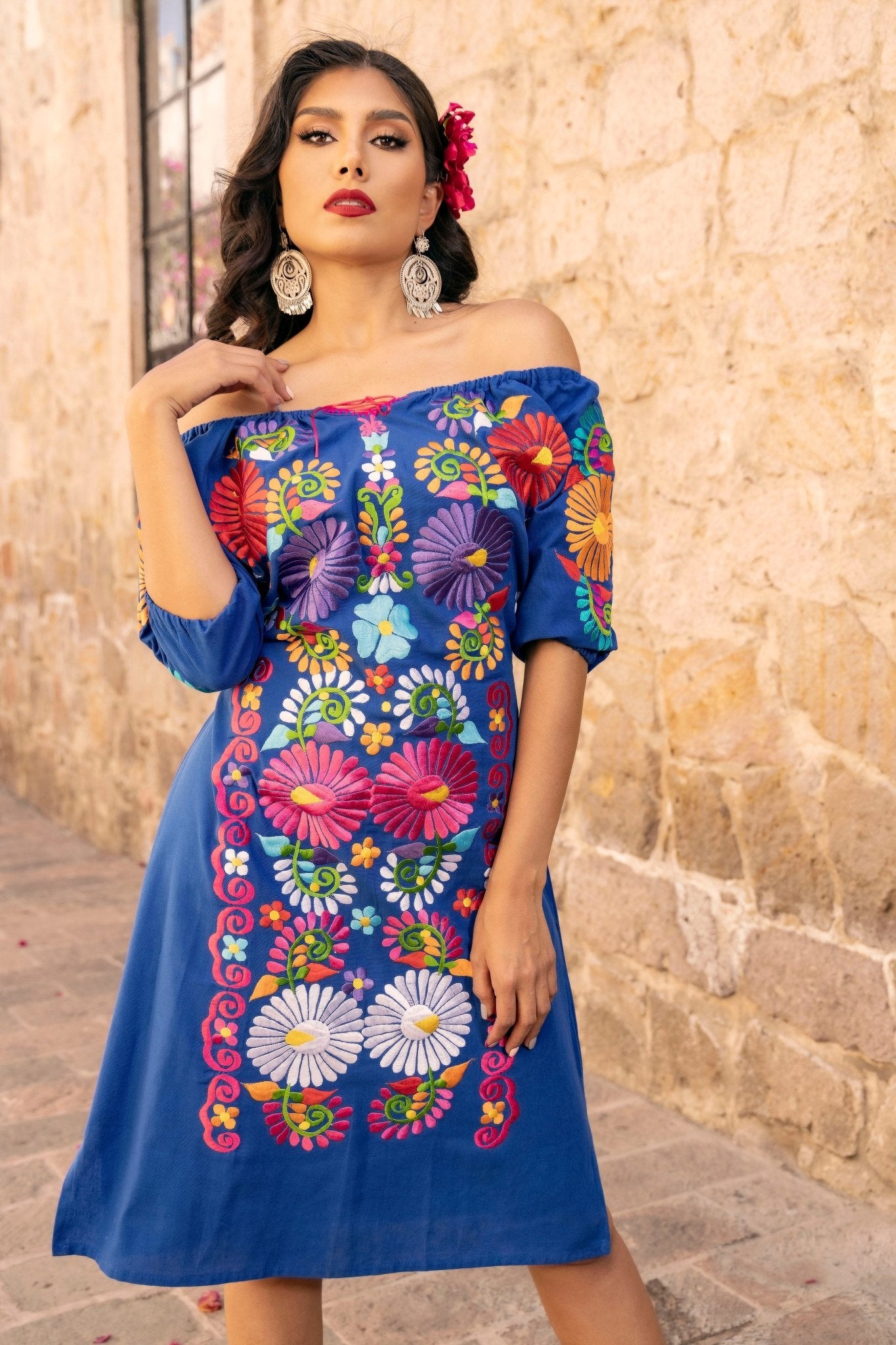 Mexican Floral Dress. Beautiful Embroidered Dress. Vestido Andrea. - Solei Store