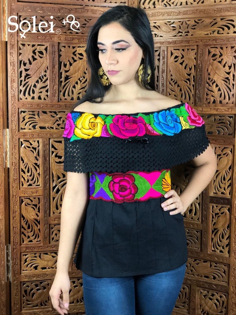 Mexican Floral Embroidered Belt. Cinto Bordado Floral - Solei Store