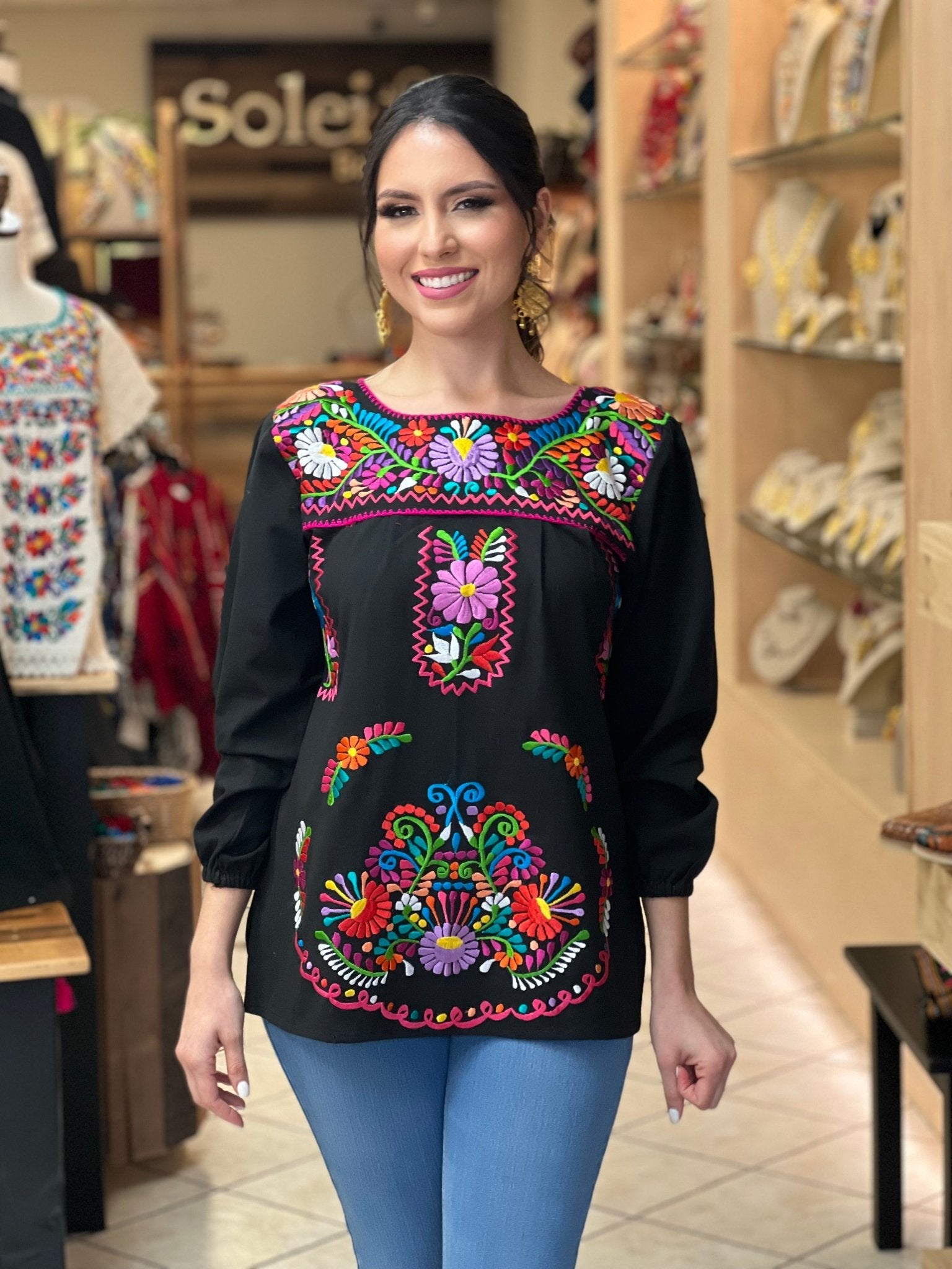 Mexican Floral Embroidered Blouse. Artisanal Mexican Blouse. Blusa Irma - Solei Store