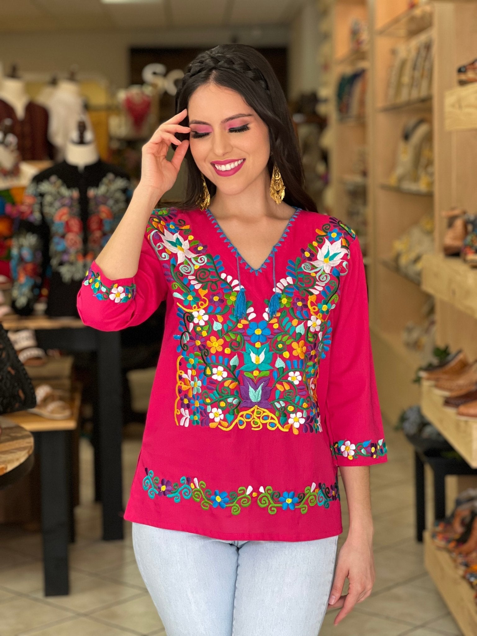 Mexican Floral Embroidered Blouse. Blusa Sara. - Solei Store