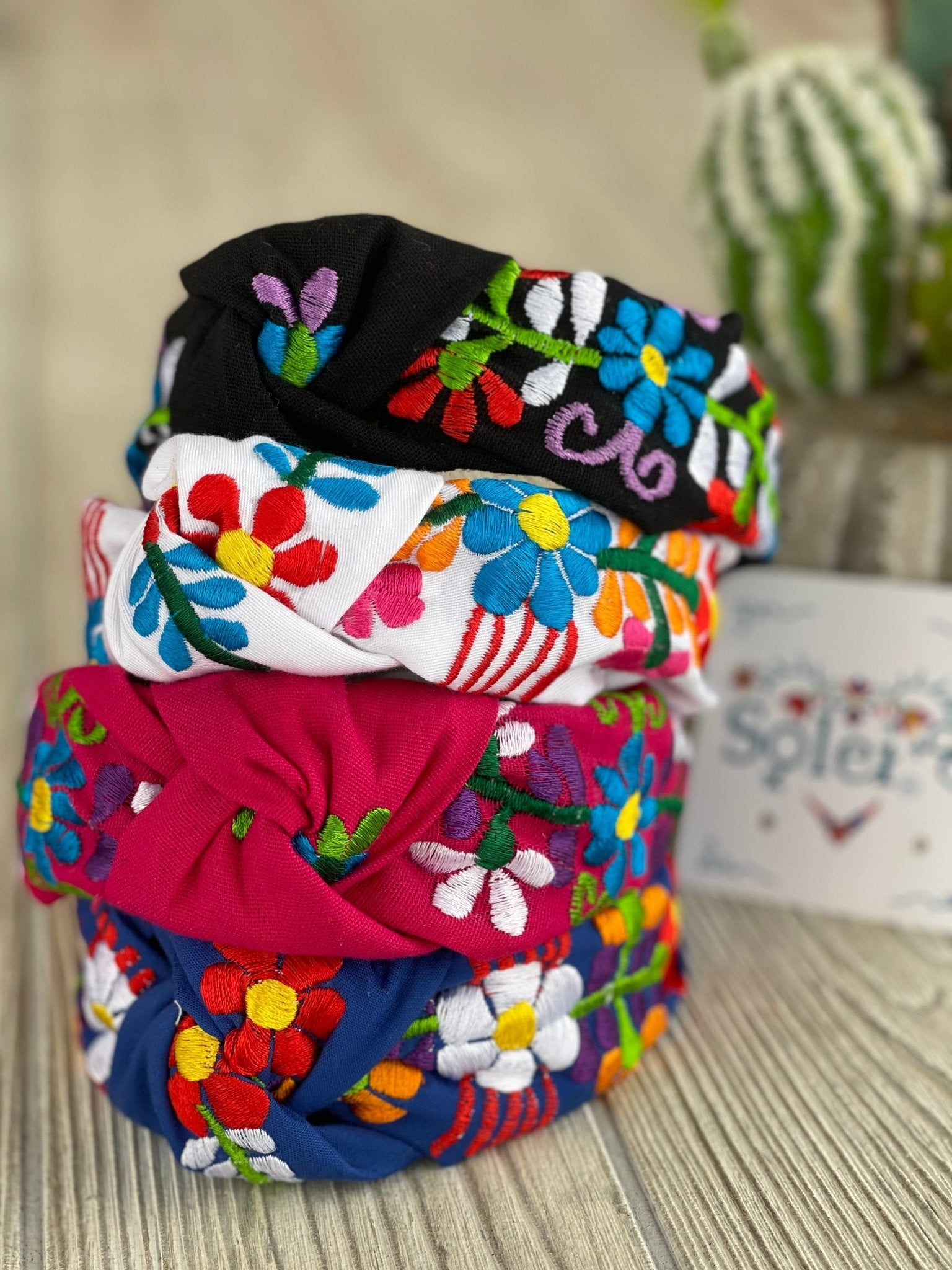 Mexican Floral Embroidered Knotted Headband - Solei Store