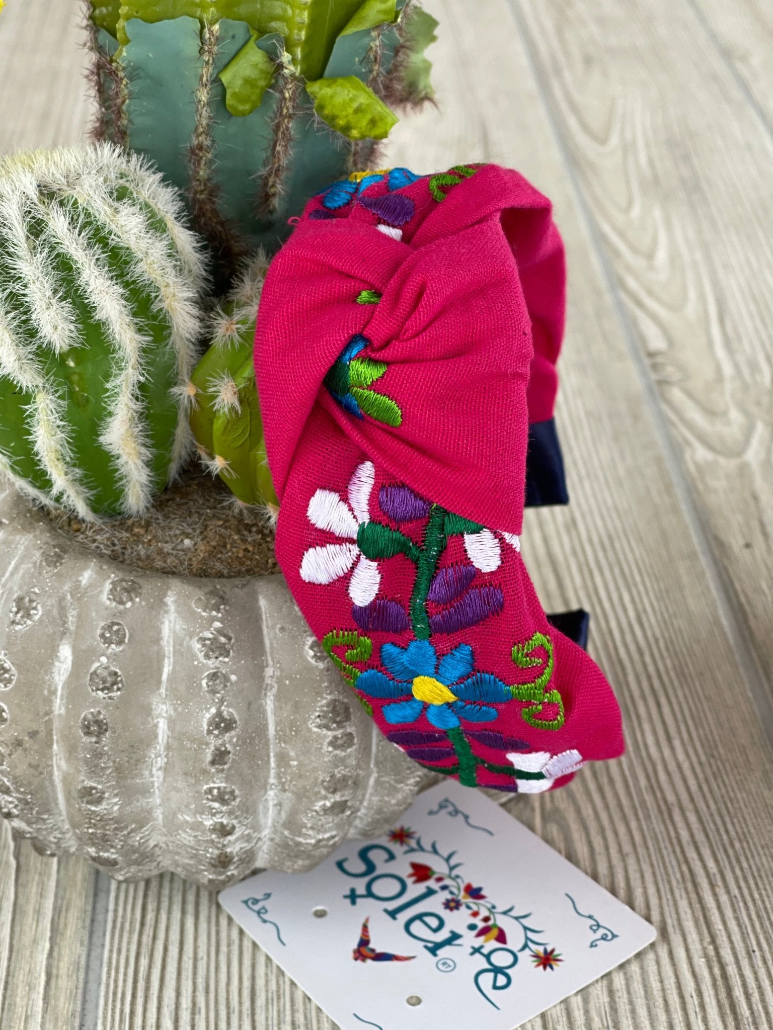Mexican Floral Embroidered Knotted Headband - Solei Store