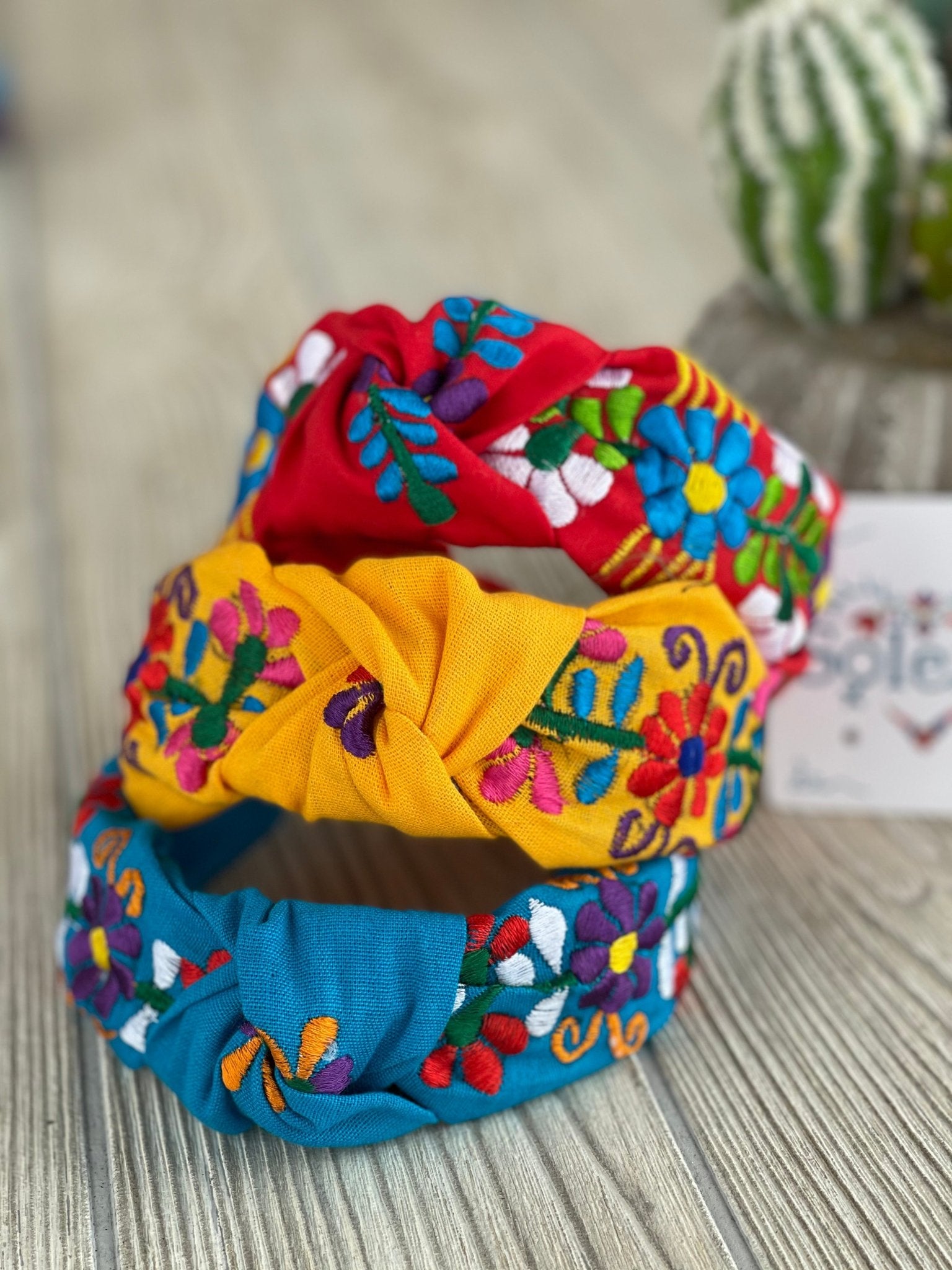 Mexican Floral Embroidered Knotted Headband - Solei Store