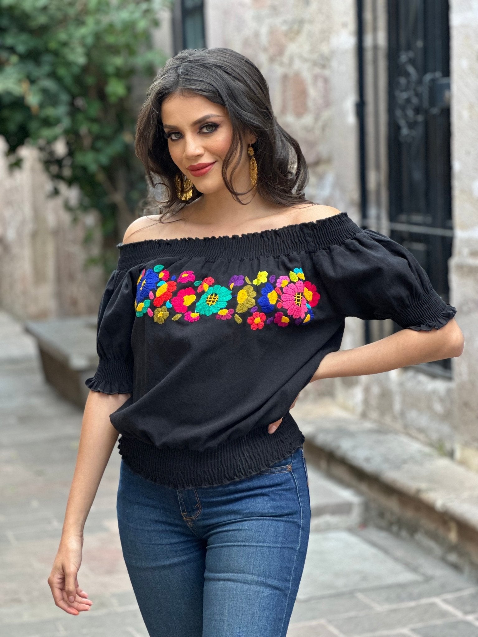 Mexican Floral Hand Embroidered Blouse. Sasha Blouse - Solei Store