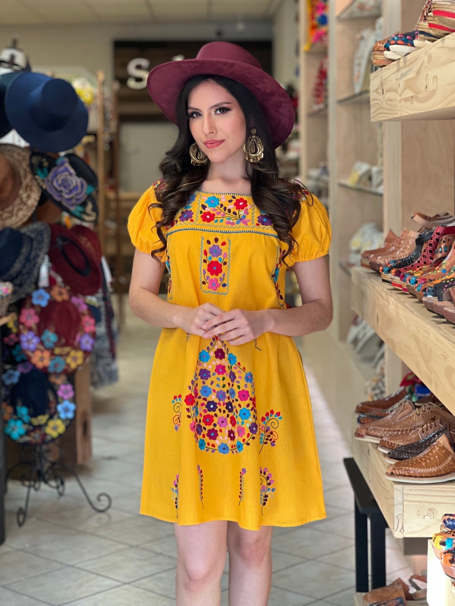 Mexican Floral Hand Embroidered Dress. Casandra Dress. - Solei Store