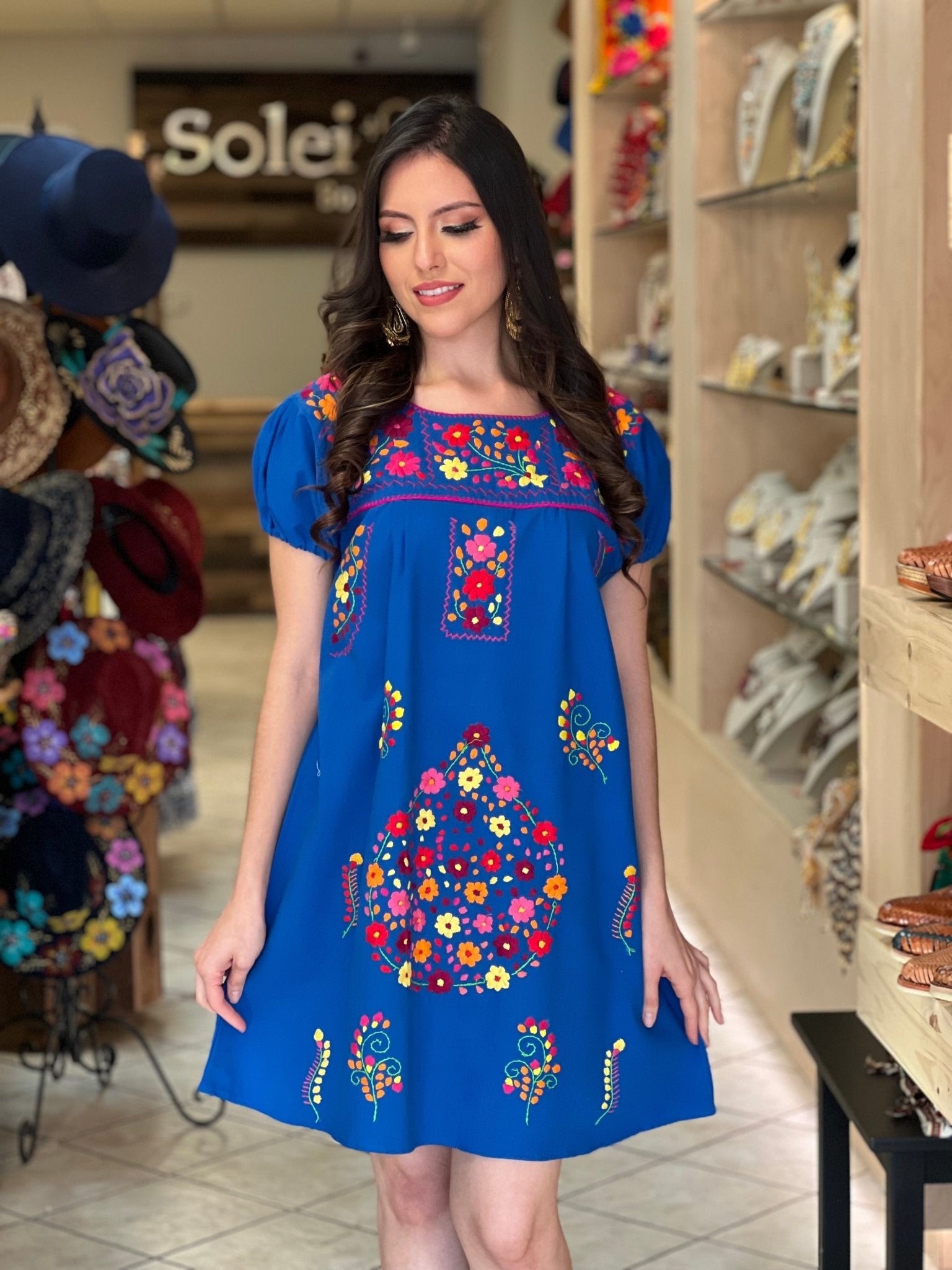 Mexican Floral Hand Embroidered Dress. Casandra Dress. - Solei Store