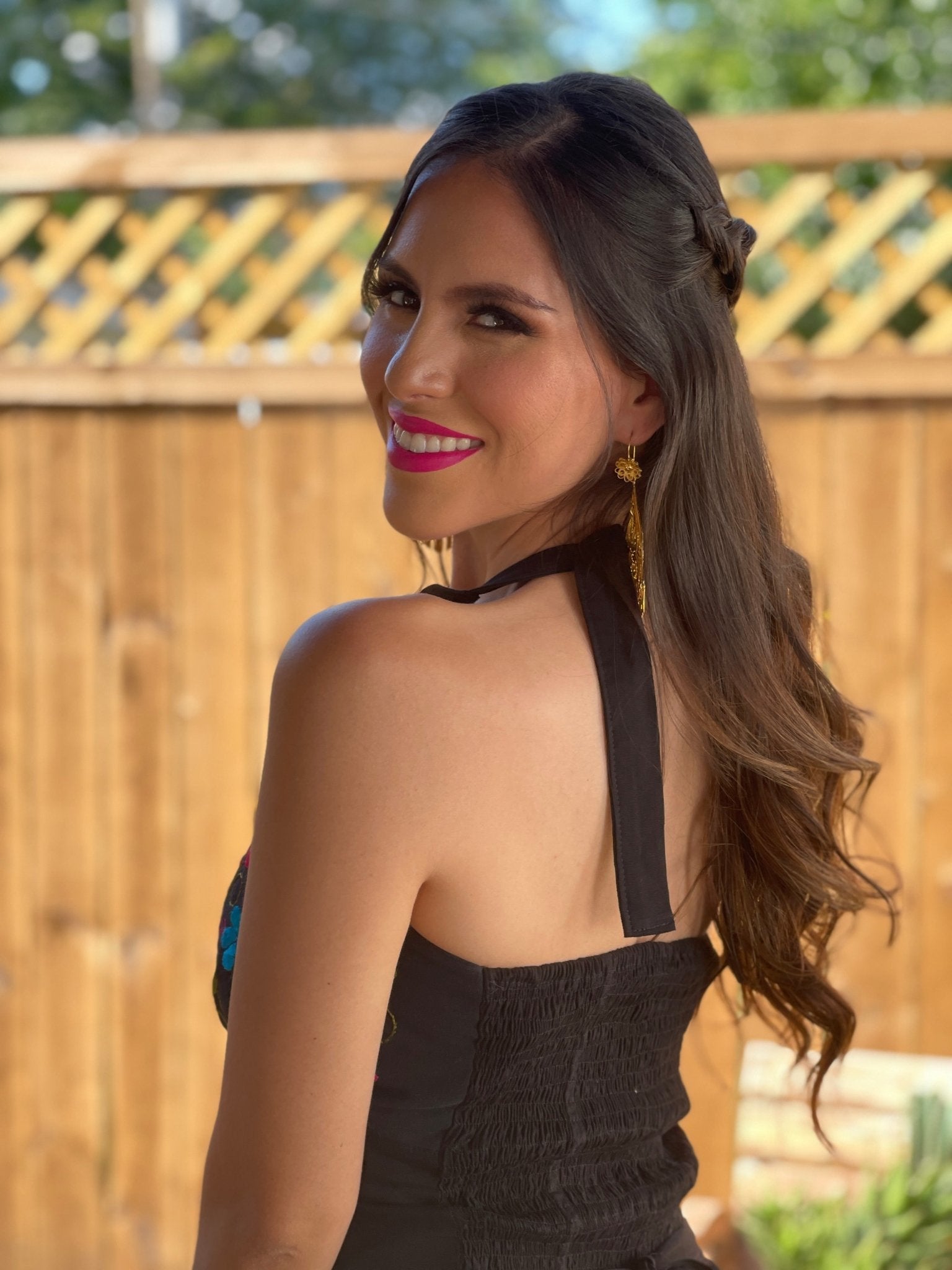 Mexican Floral Hand Embroidered Halter Dress. Vestido Cristy. - Solei Store