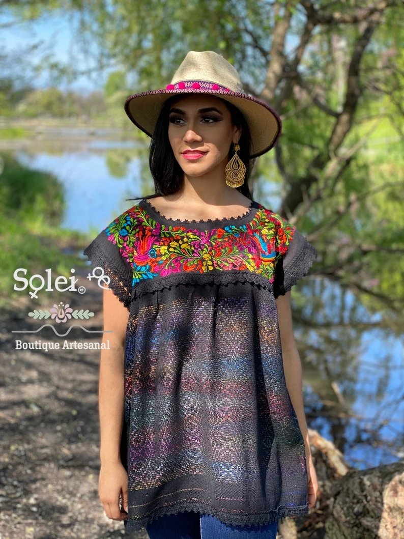 Mexican Floral Lace Blouse Floral Lace Blouse. Mitla Blouse - Solei Store