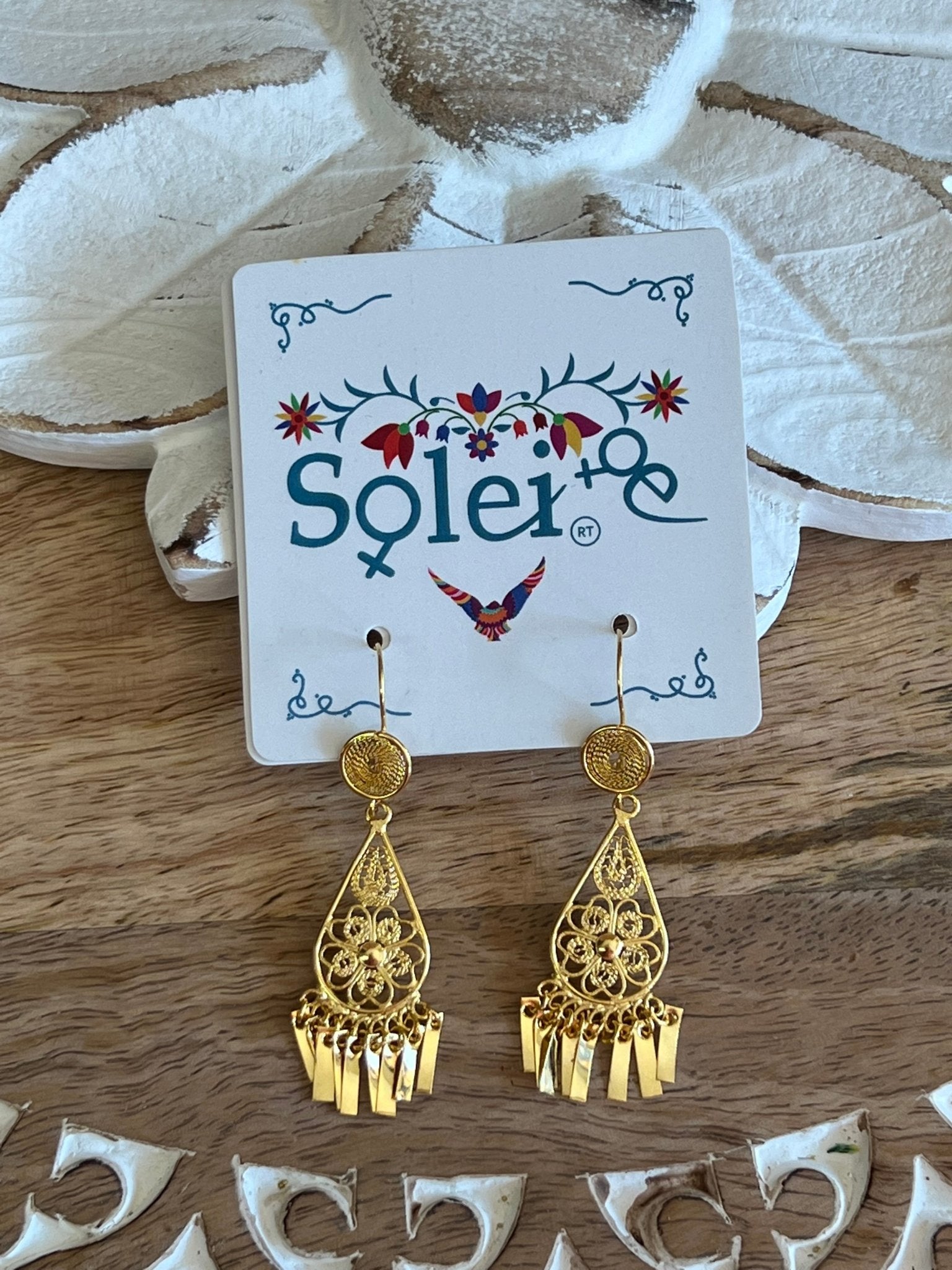 Mexican Floral Pear Filigree Earrings. Aretes Pera Margarita. - Solei Store