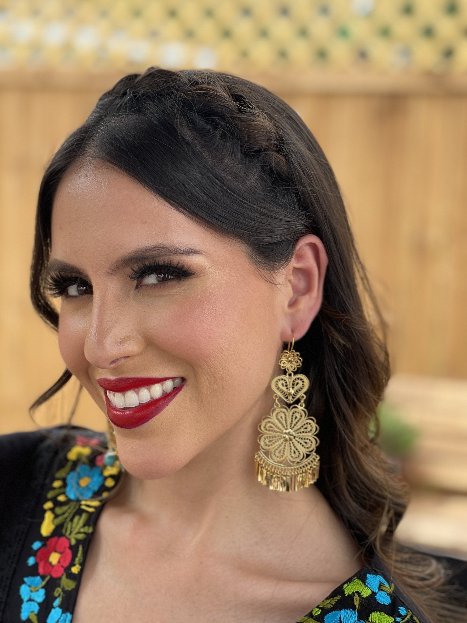 Mexican Flower Filigree Earrings. Filigrana Margarita Corazon. - Solei Store
