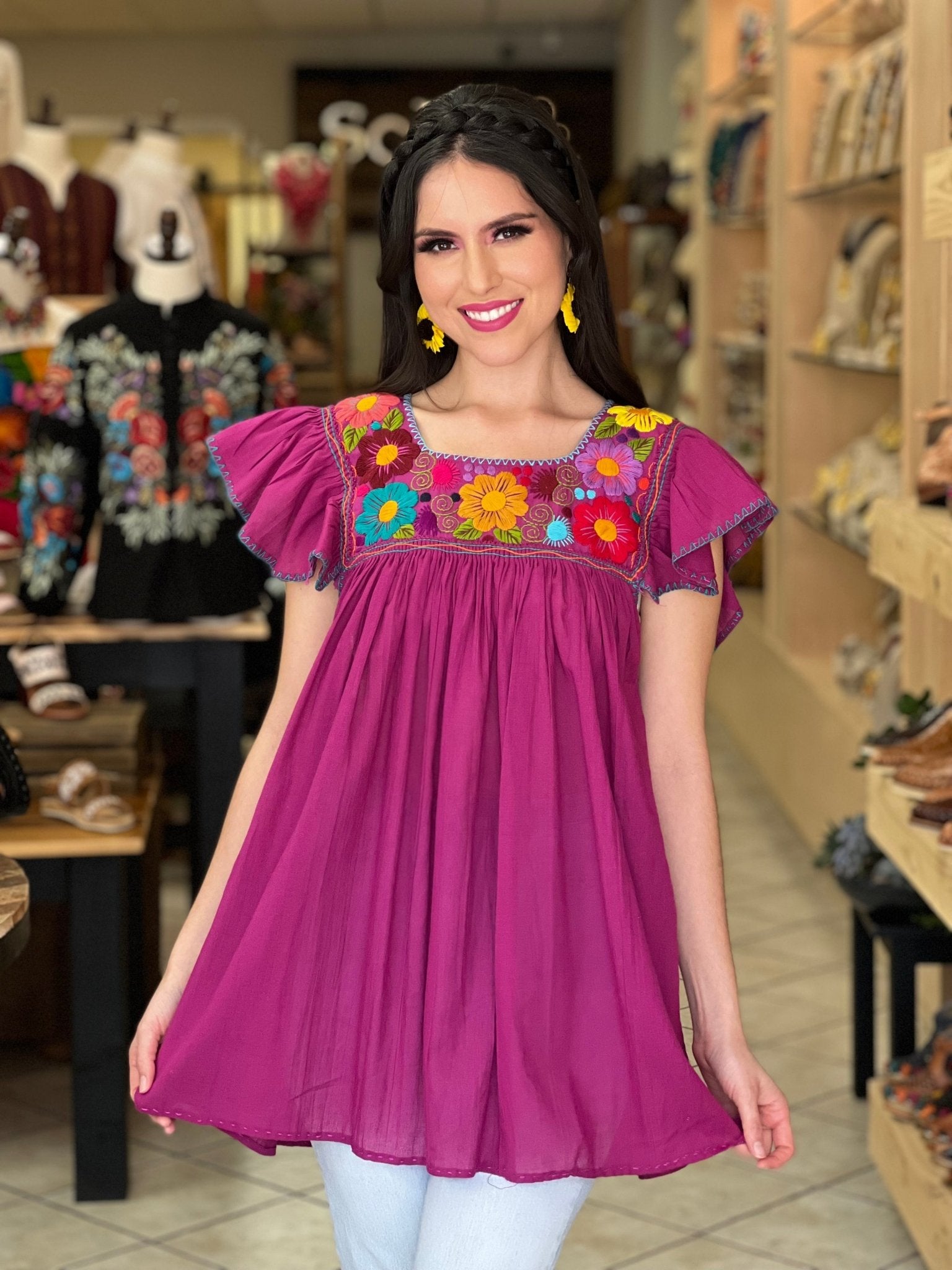 Mexican Flutter Sleeve Top. Blusa Larissa - Solei Store