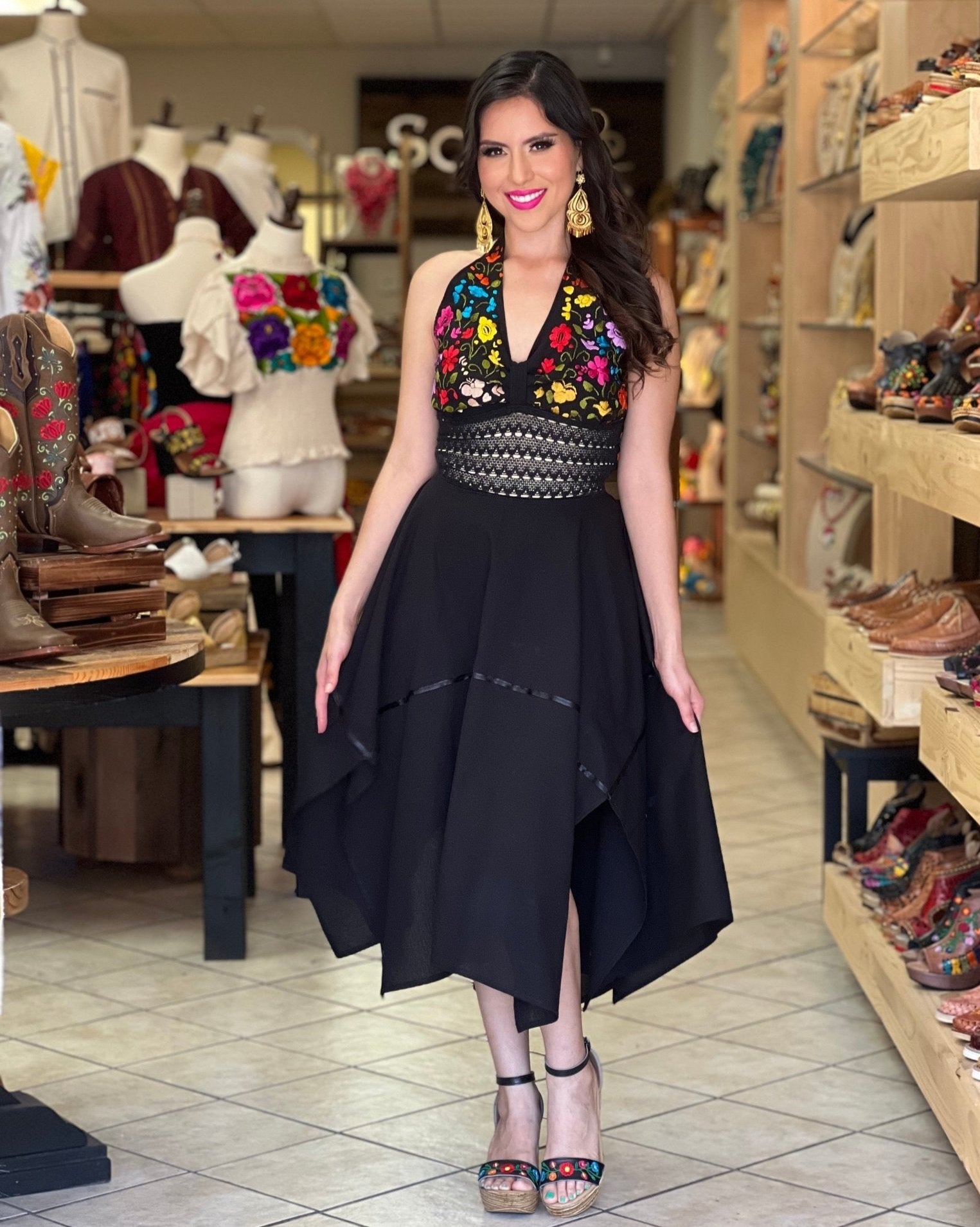 Mexican Hand Embroidered Asymmetrical Dress. Samanta Dress. - Solei Store