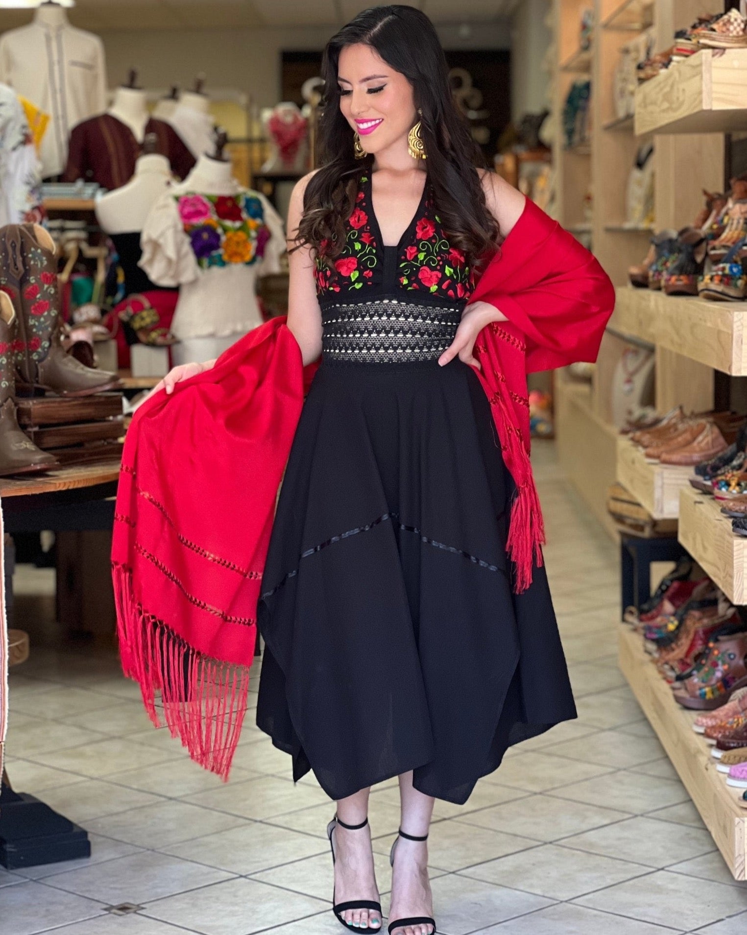 Mexican Hand Embroidered Asymmetrical Dress. Samanta Dress. - Solei Store