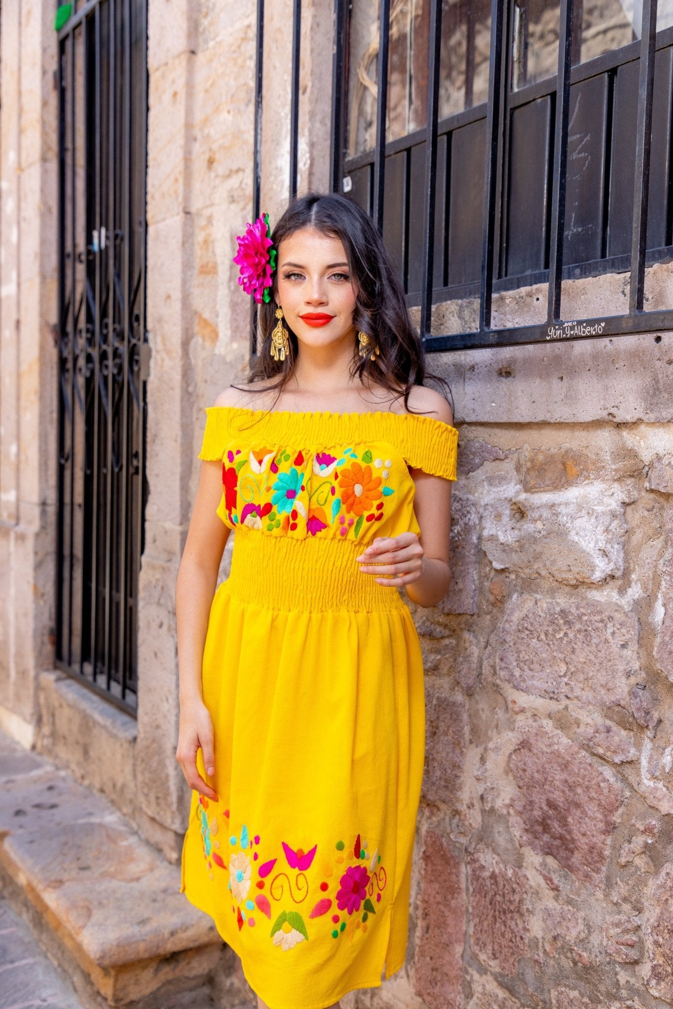 Mexican Hand Embroidered Dress. Sandra Dress - Solei Store