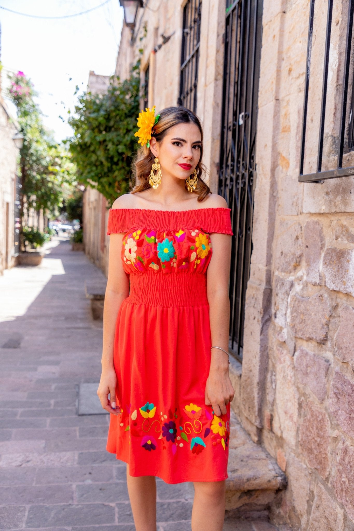Mexican Hand Embroidered Dress. Sandra Dress - Solei Store