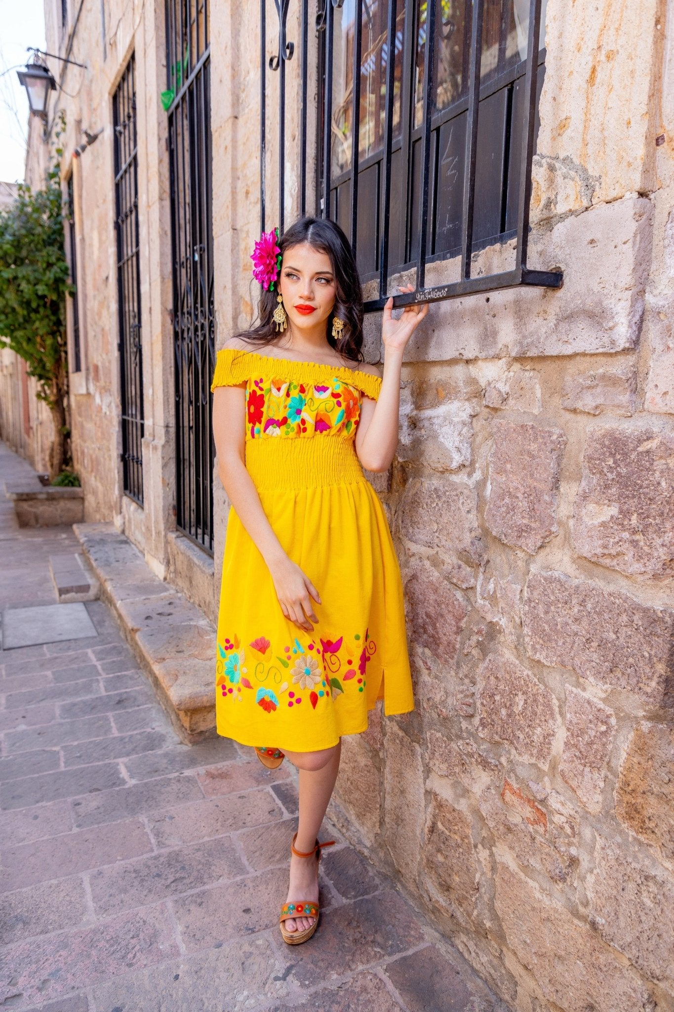 Mexican Hand Embroidered Dress. Sandra Dress - Solei Store