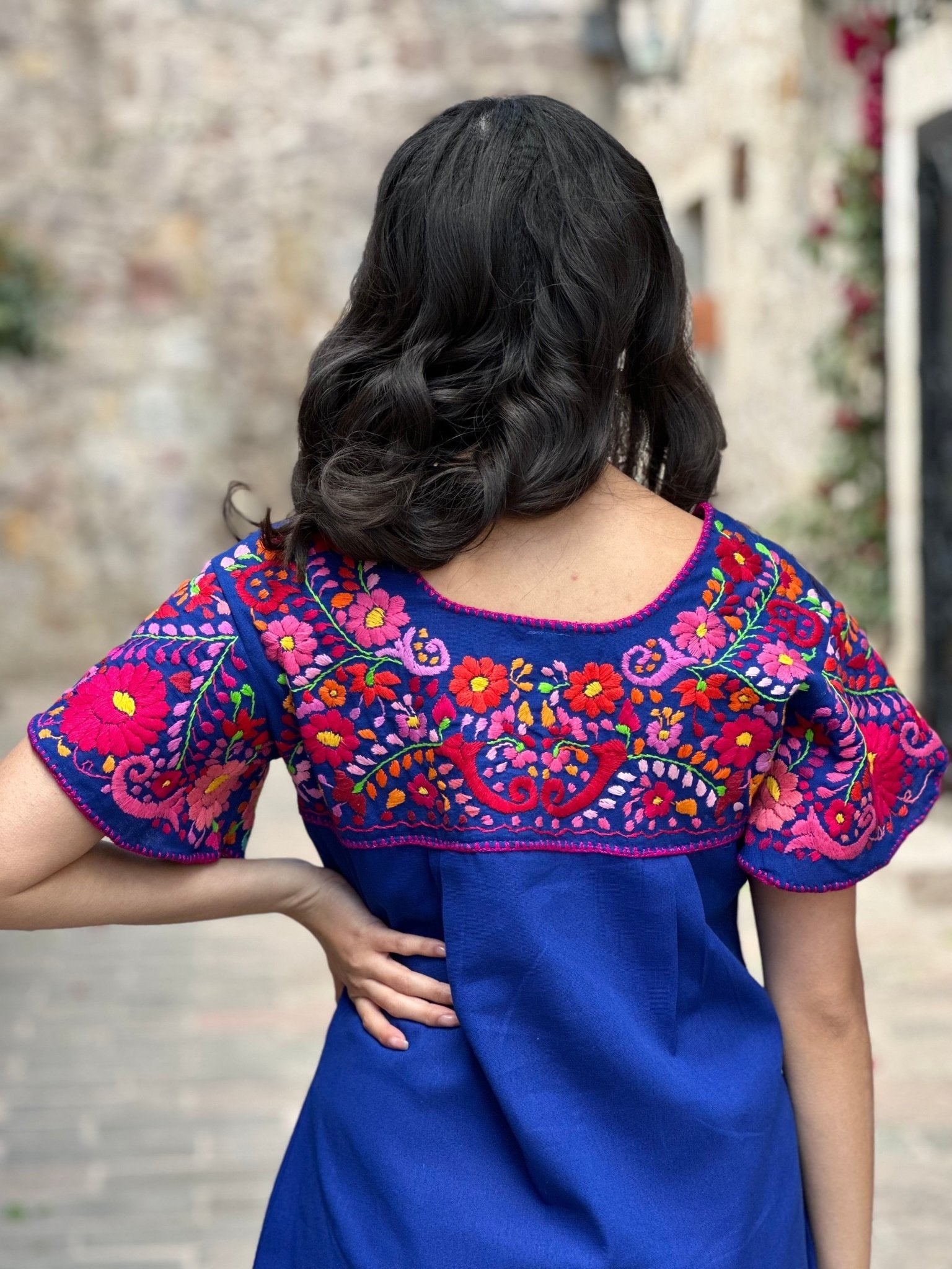 Mexican Hand Embroidered Dress. Traditional Mexican Dress. Camelia Dress - Solei Store