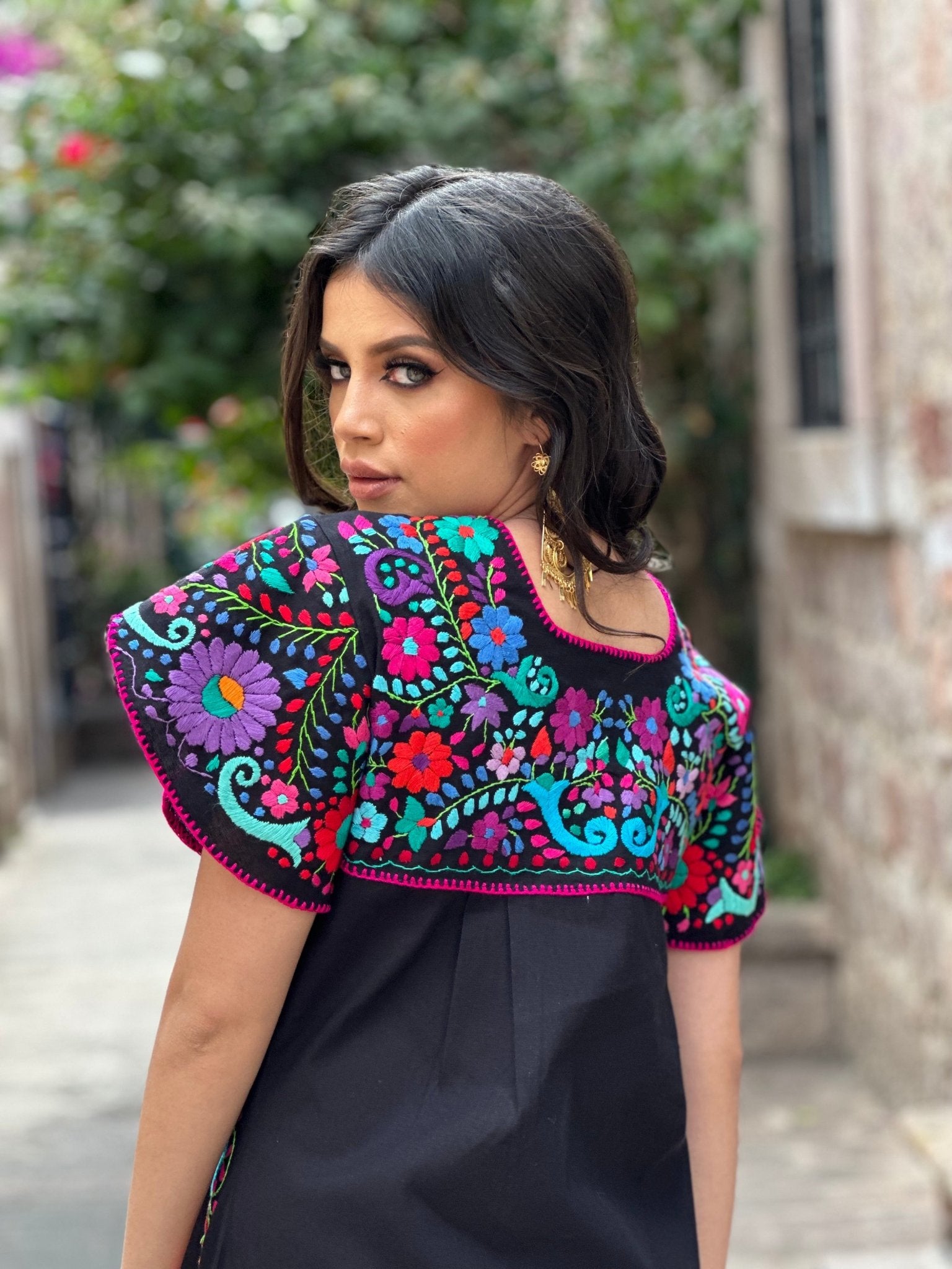 Mexican Hand Embroidered Dress. Traditional Mexican Dress. Camelia Dress - Solei Store