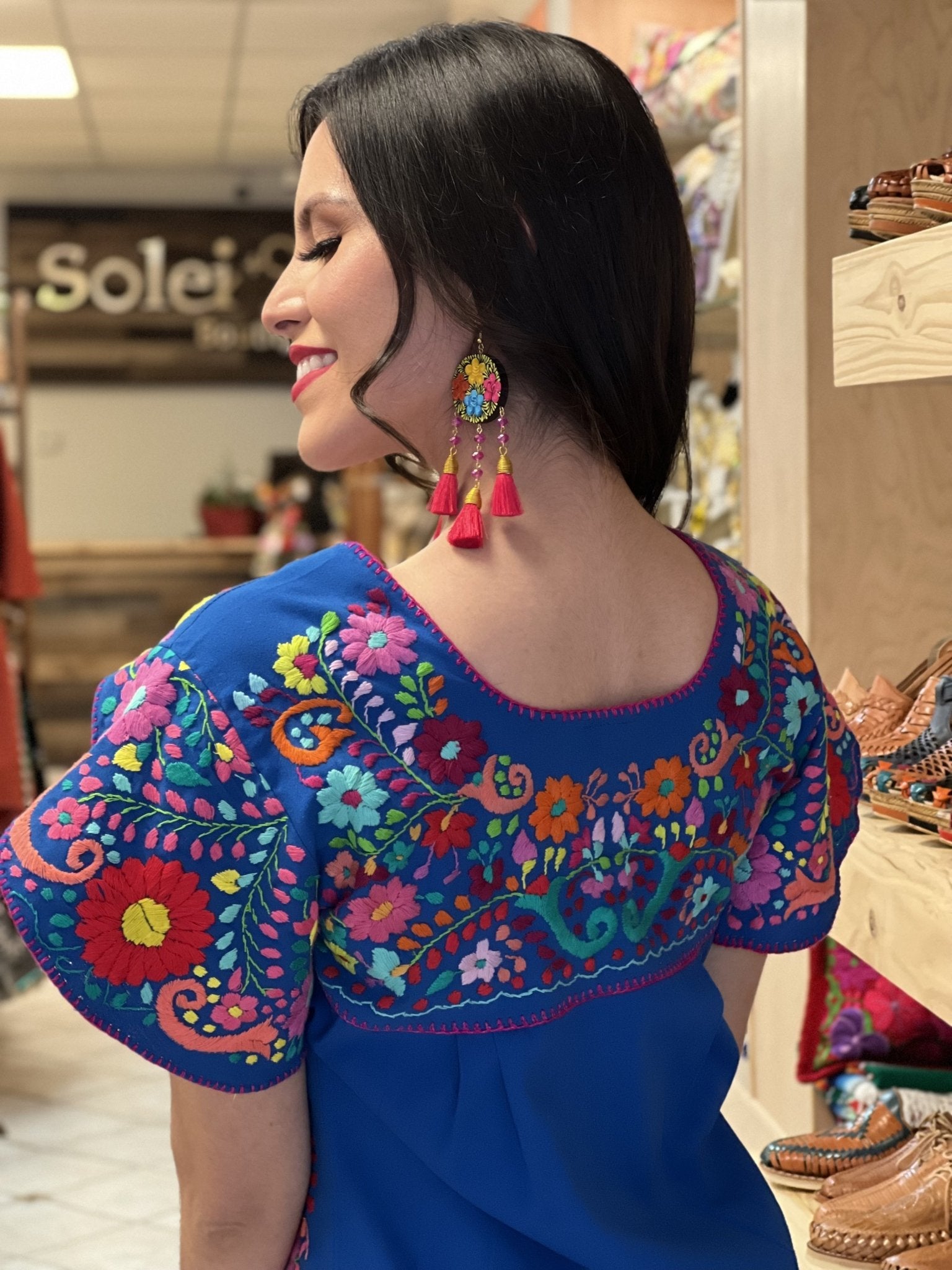 Mexican Hand Embroidered Dress. Traditional Mexican Dress. Camelia Dress - Solei Store
