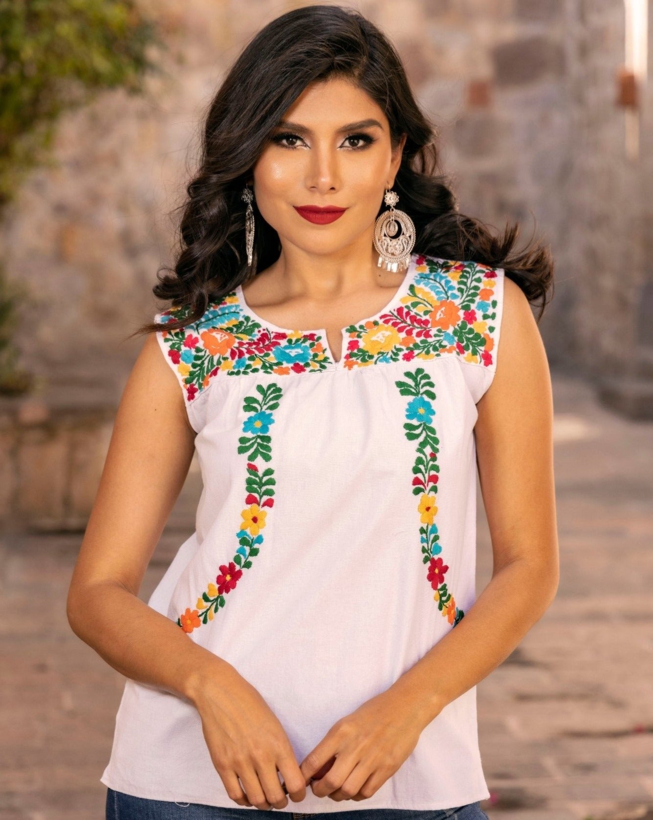 Mexican Hand Embroidered Floral Top. Antonina Blouse. - Solei Store