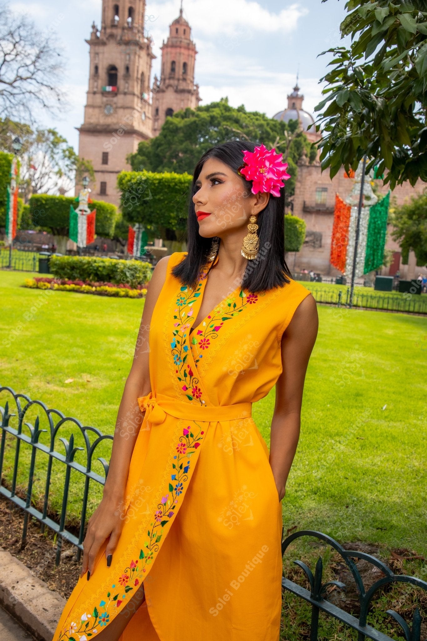 Mexican Hand Embroidered Mexican Dress. Mexican Wrap Dress. Antonella Dress. - Solei Store