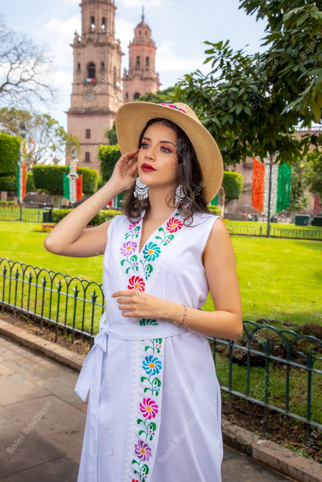 Mexican Hand Embroidered Mexican Dress. Mexican Wrap Dress. Antonella Dress. - Solei Store